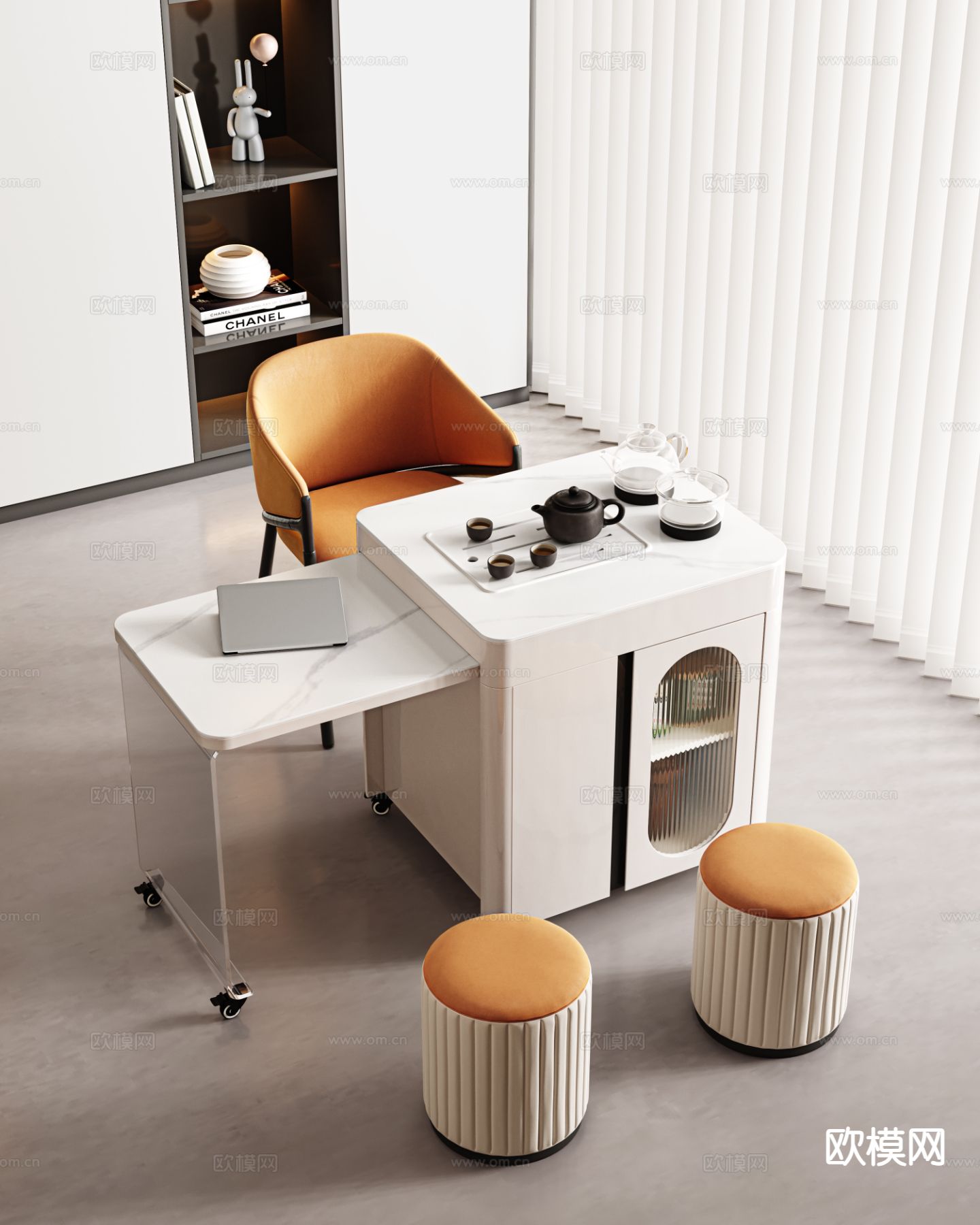 伸缩功夫茶台su模型下载（渲染图2）