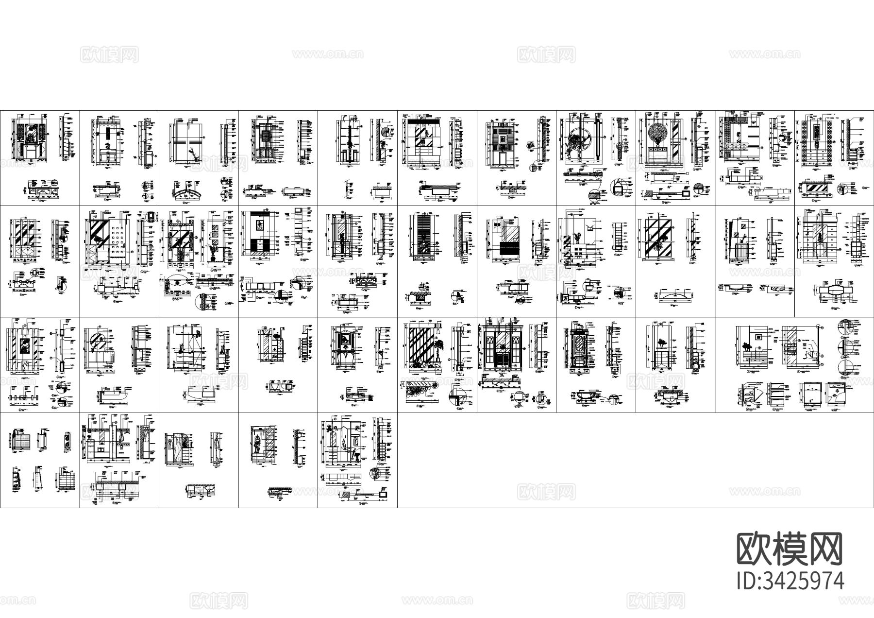 室内玄关装修大样CAD图库下载