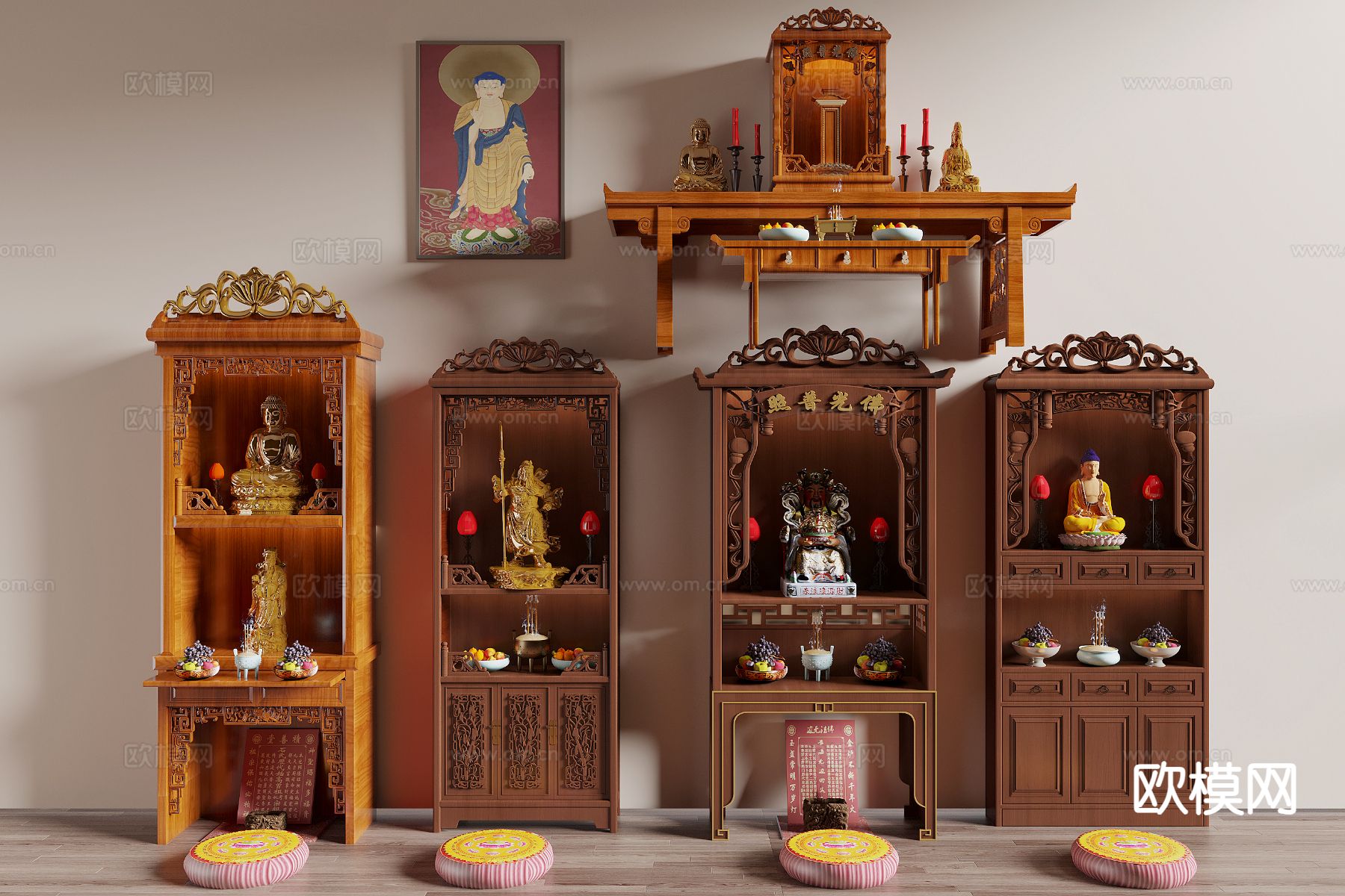 中式佛龛柜 祠堂柜 神台3d模型下载