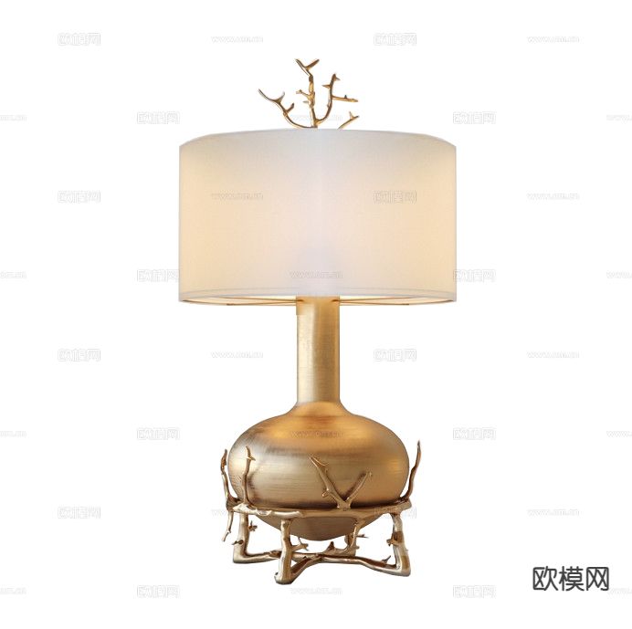 美式台灯 金属台灯3d模型下载