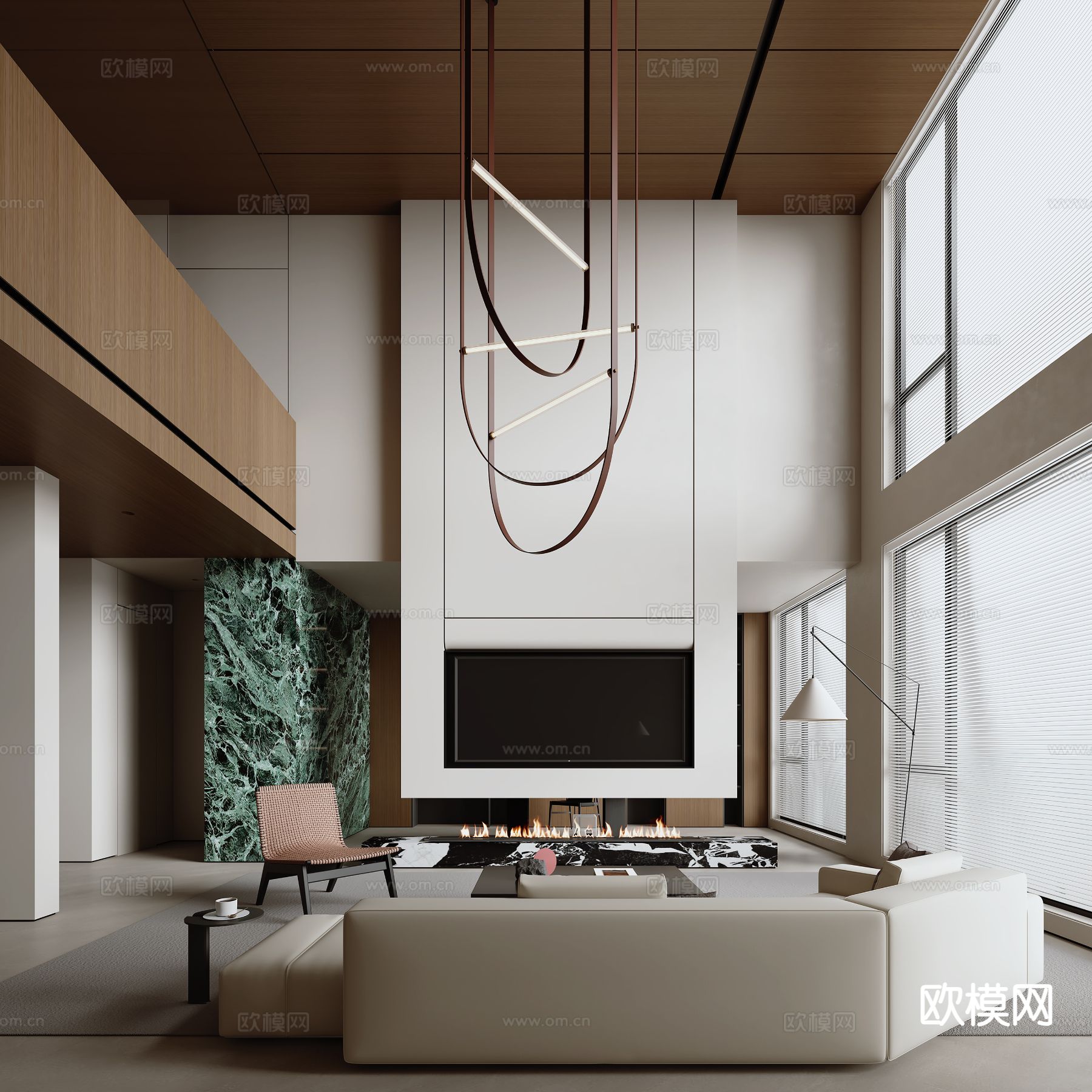 极简别墅客厅3d模型下载