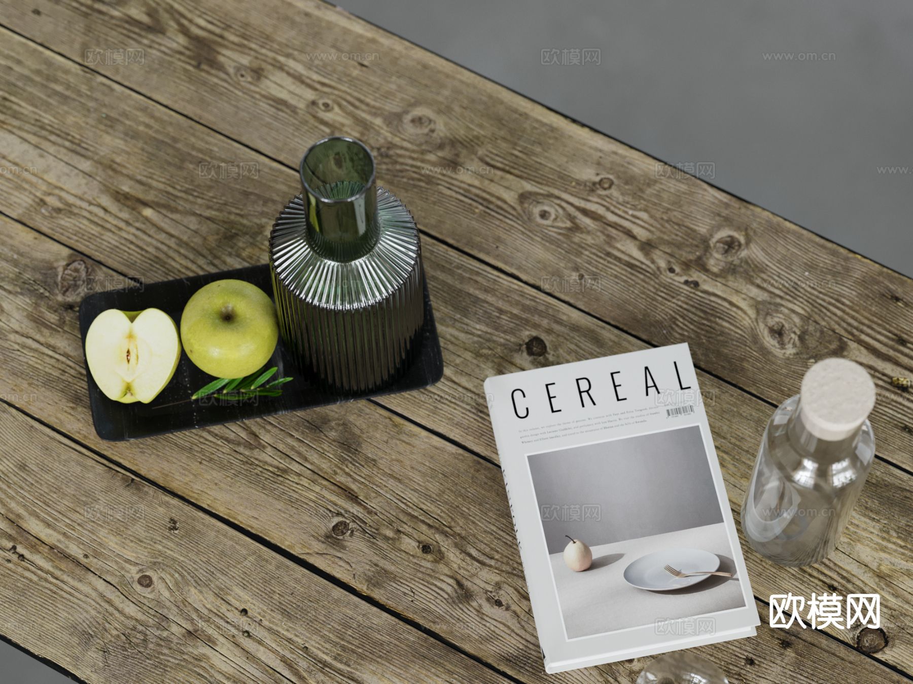 水果 苹果 瓶子 书籍su模型下载（渲染图2）