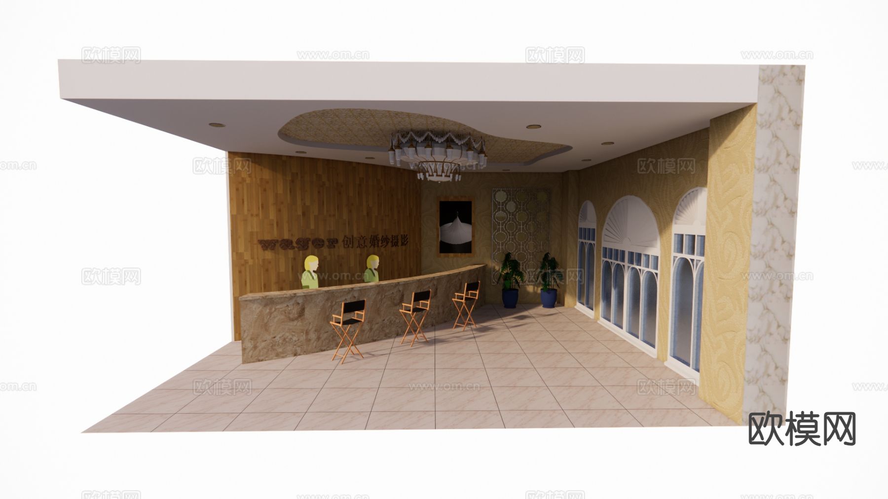 现代婚纱店su模型下载（渲染图2）