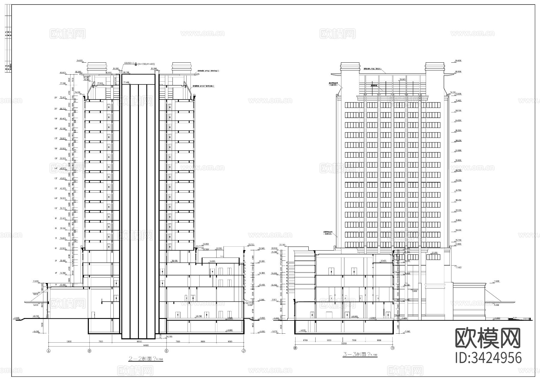 商业大厦cad施工图下载（渲染图7）
