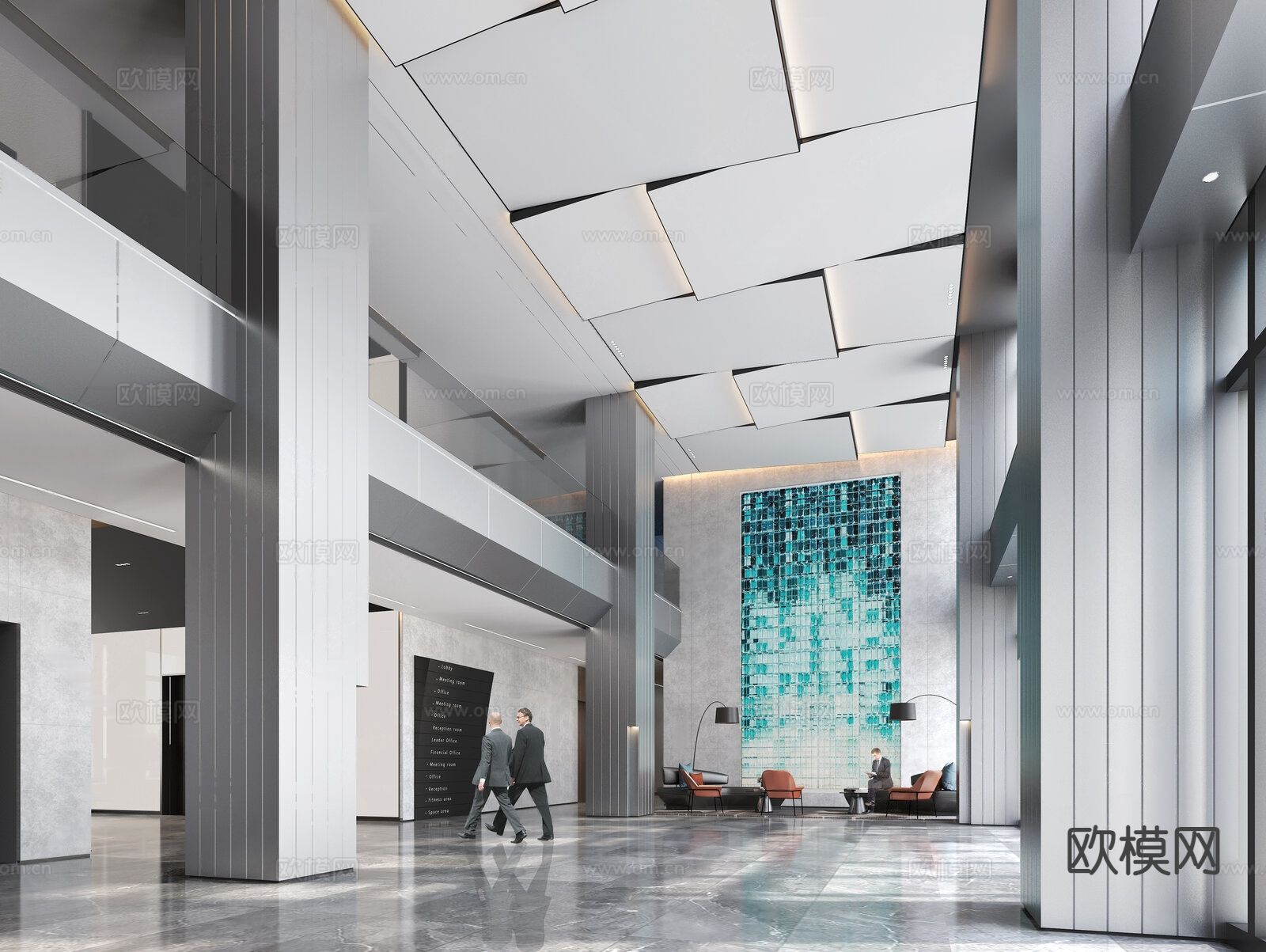 办公楼大堂 写字楼大堂3d模型下载