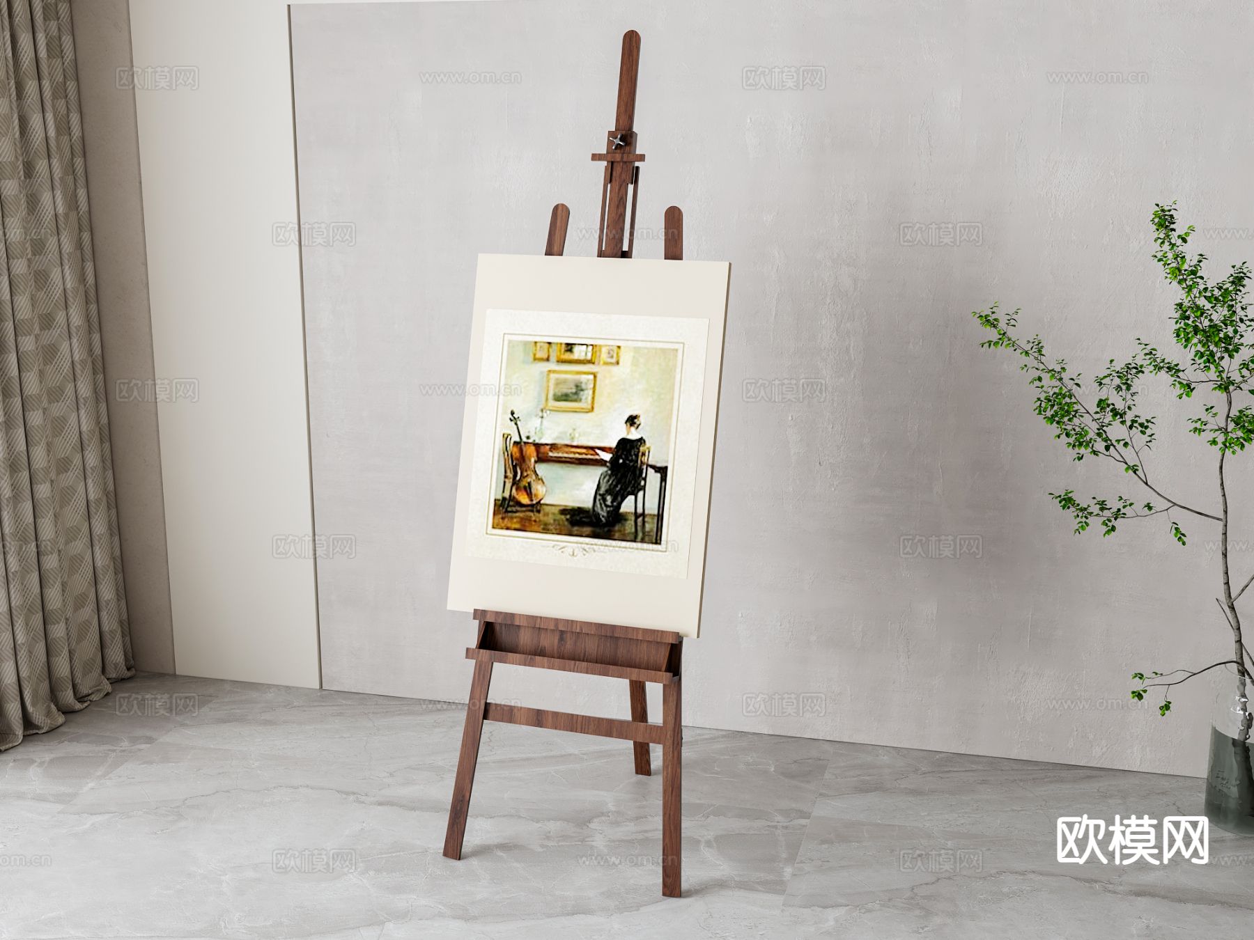 侘寂画板 画架 画具3d模型下载