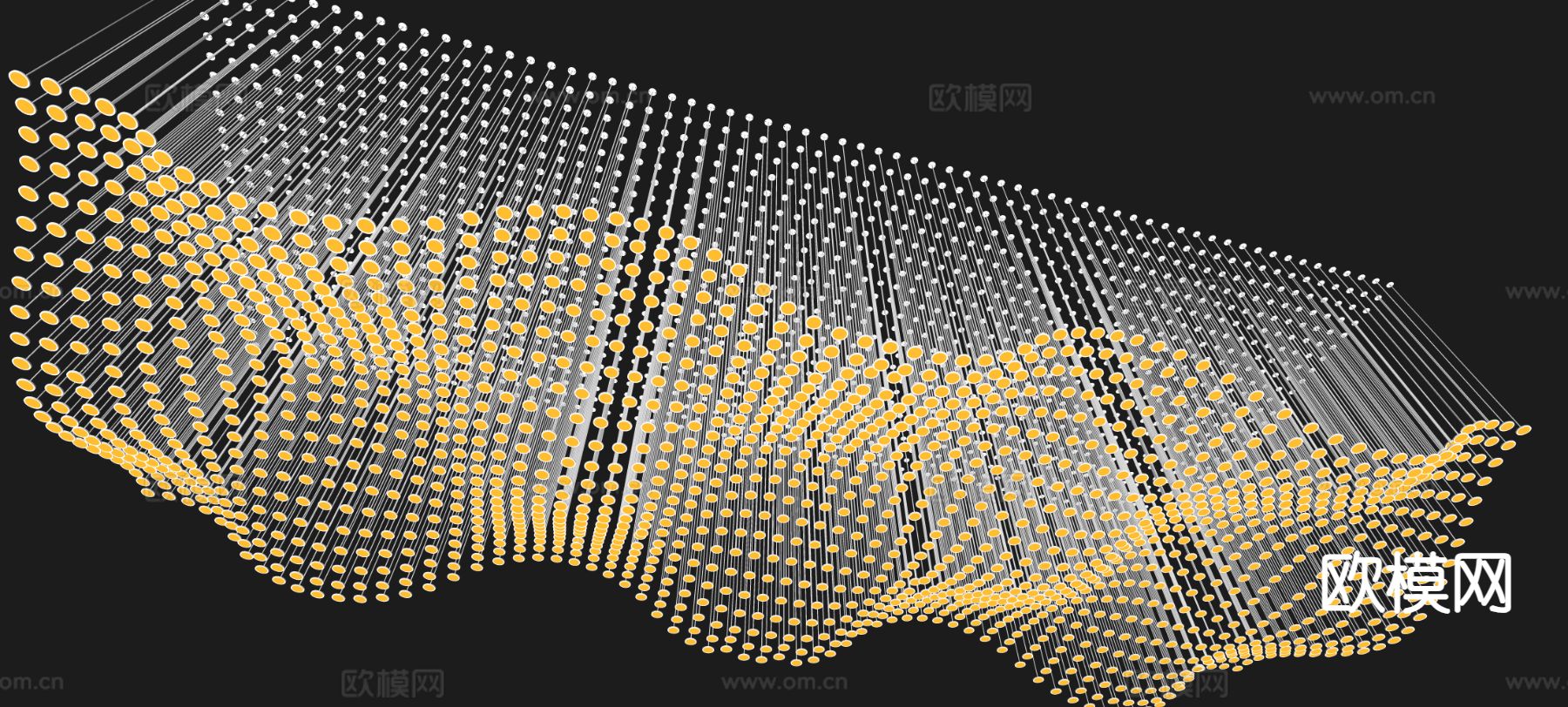 波纹水晶吊灯 波浪吊灯su模型下载（渲染图1）
