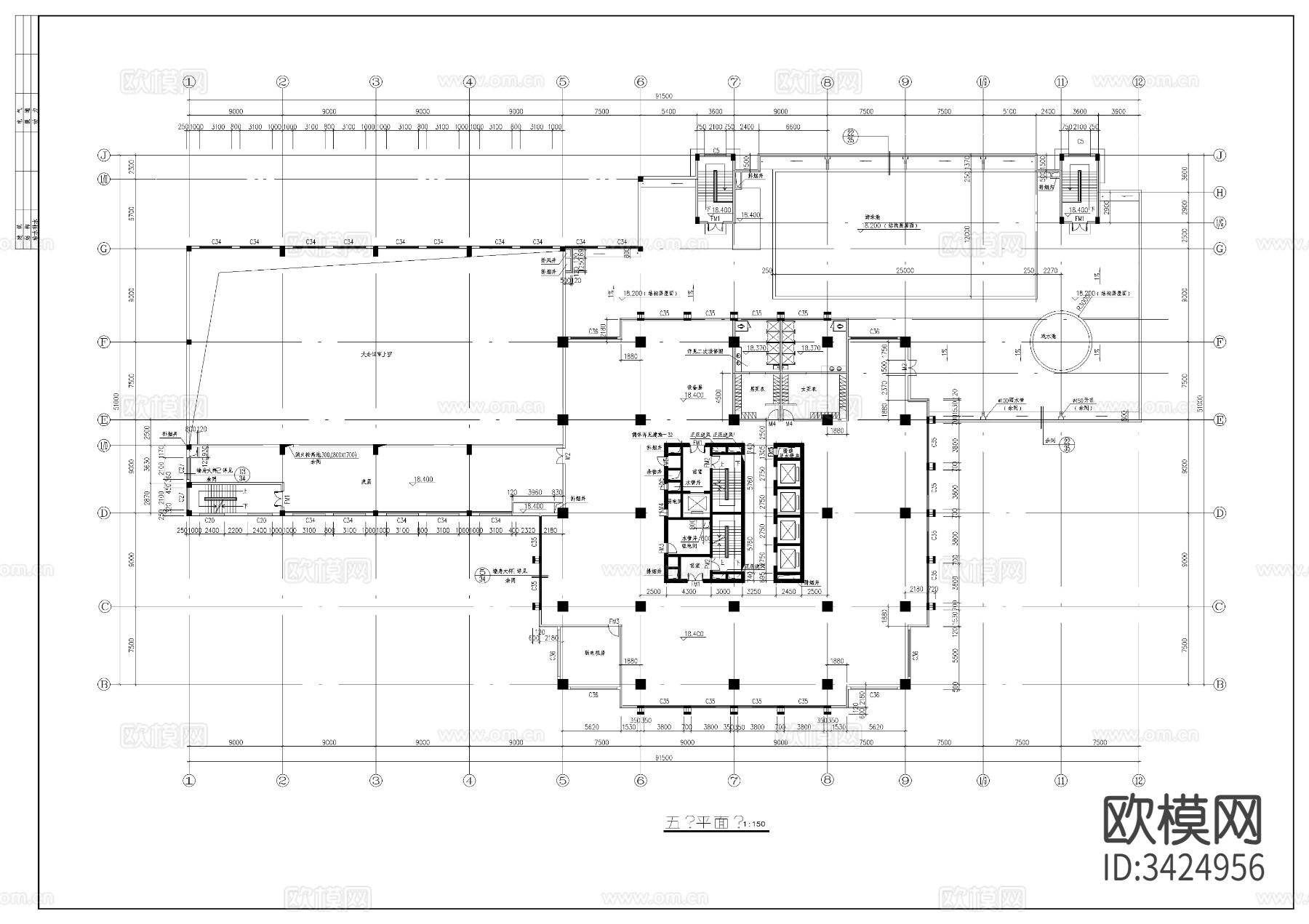 商业大厦cad施工图下载（渲染图2）