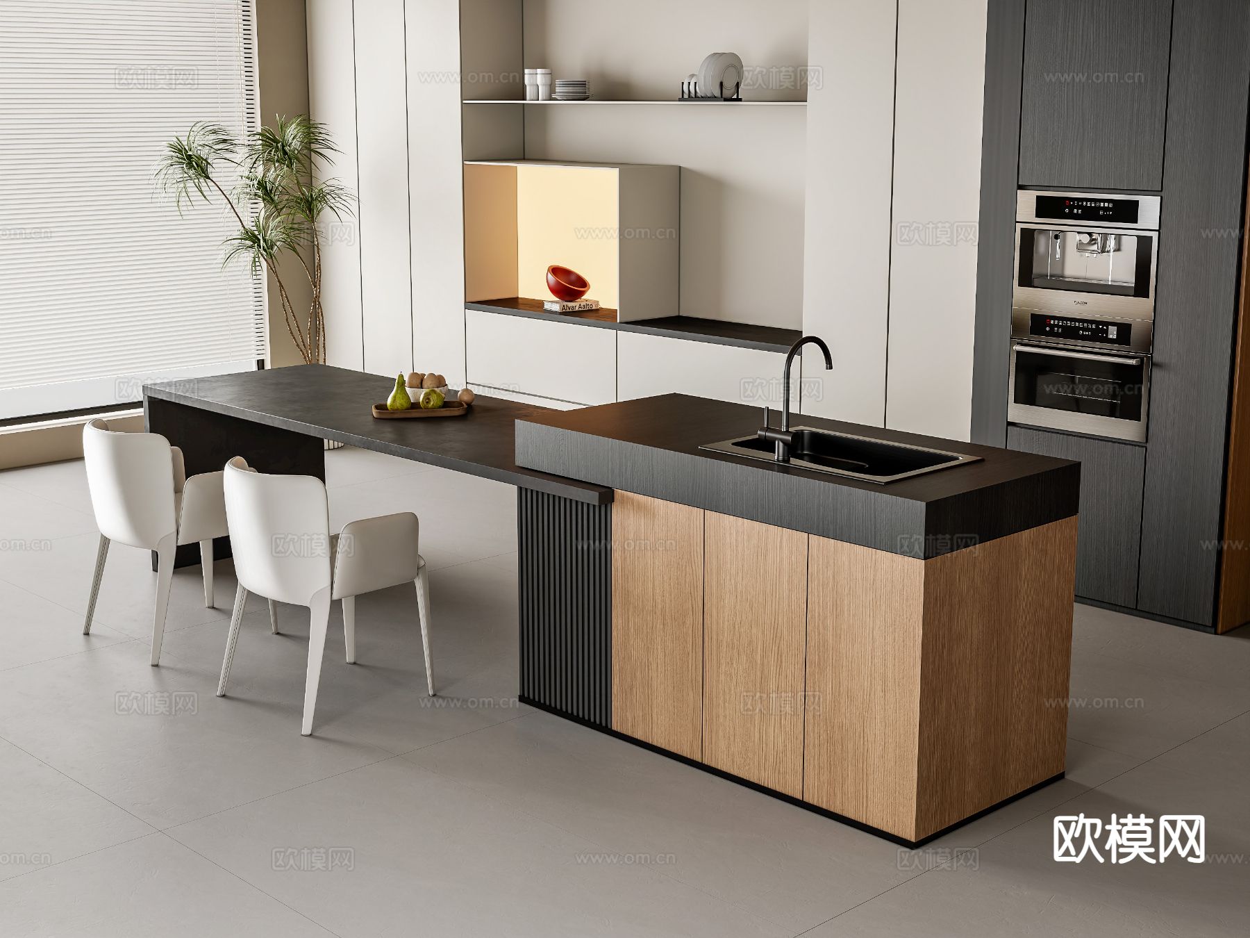 现代餐桌椅3d模型下载