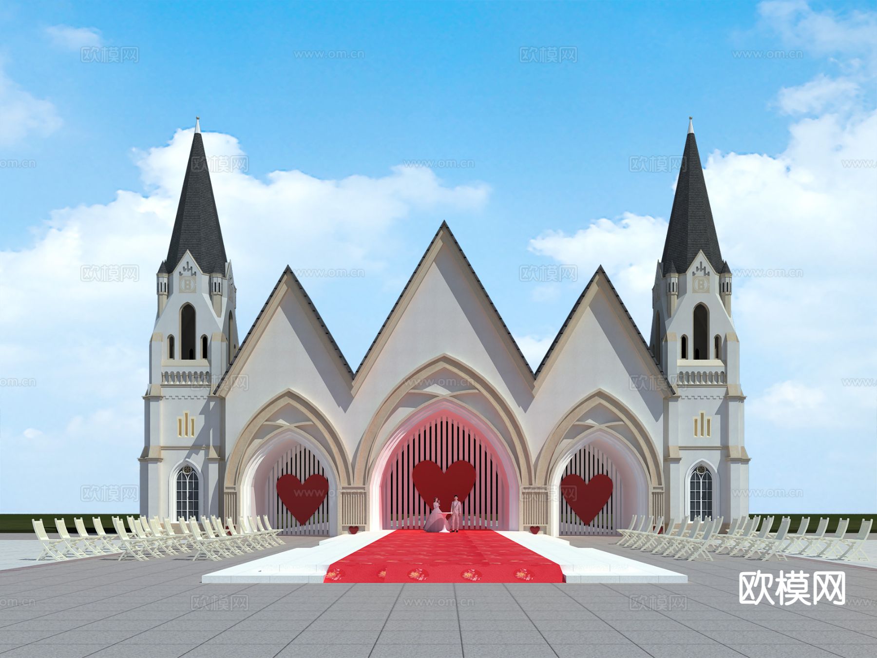 婚礼美陈 户外装置 城堡建筑3d模型下载（渲染图2）