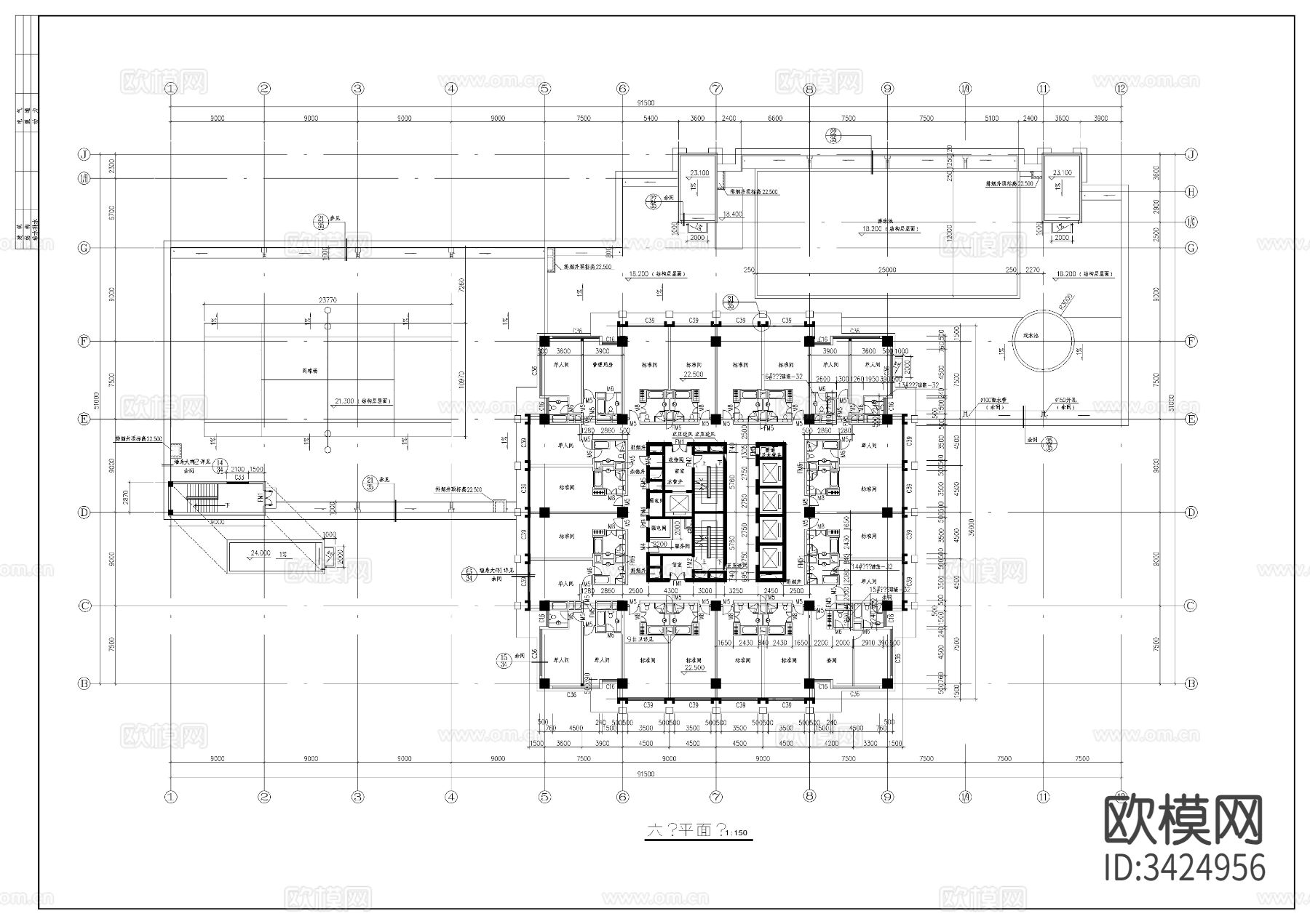 商业大厦cad施工图下载（渲染图8）