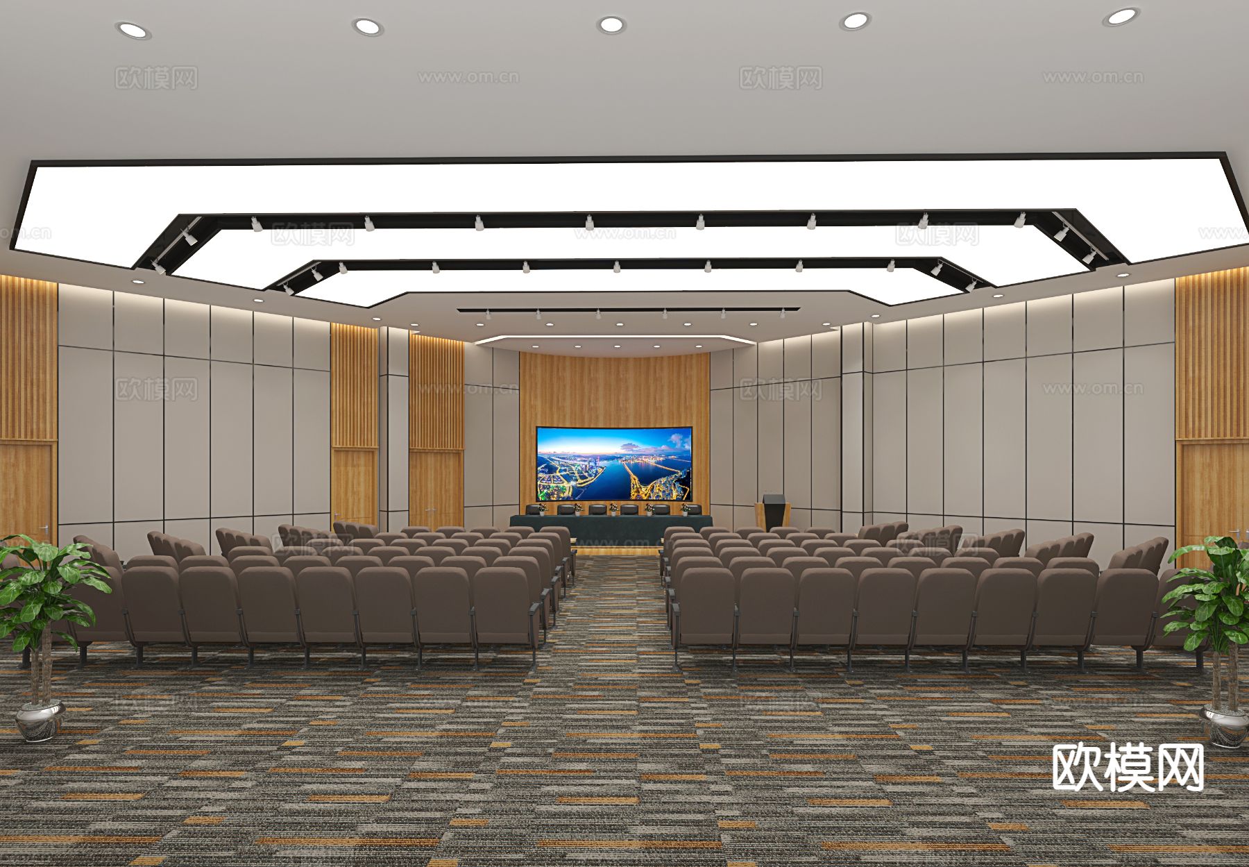 现代报告厅 会议厅3d模型下载