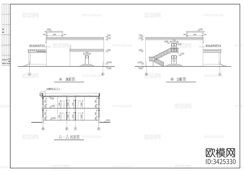 藥浴中心建筑CAD施工圖下載(渲染圖2)