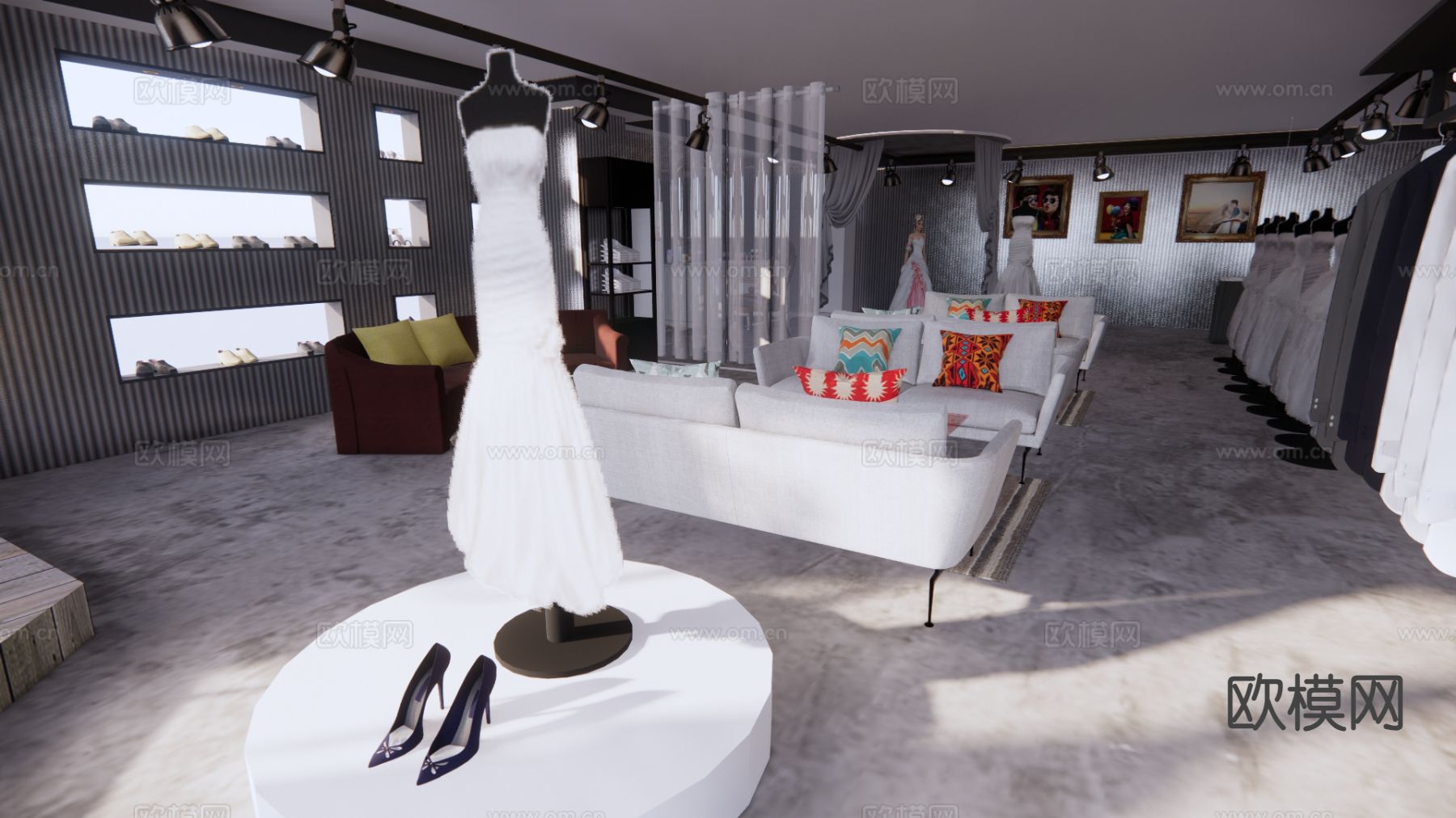 现代婚纱店su模型下载（渲染图2）