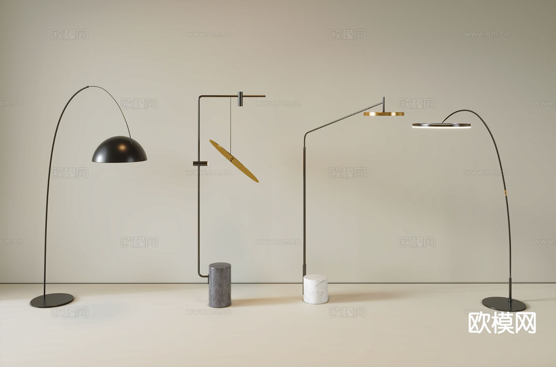 轻奢落地灯 钓鱼灯3d模型下载