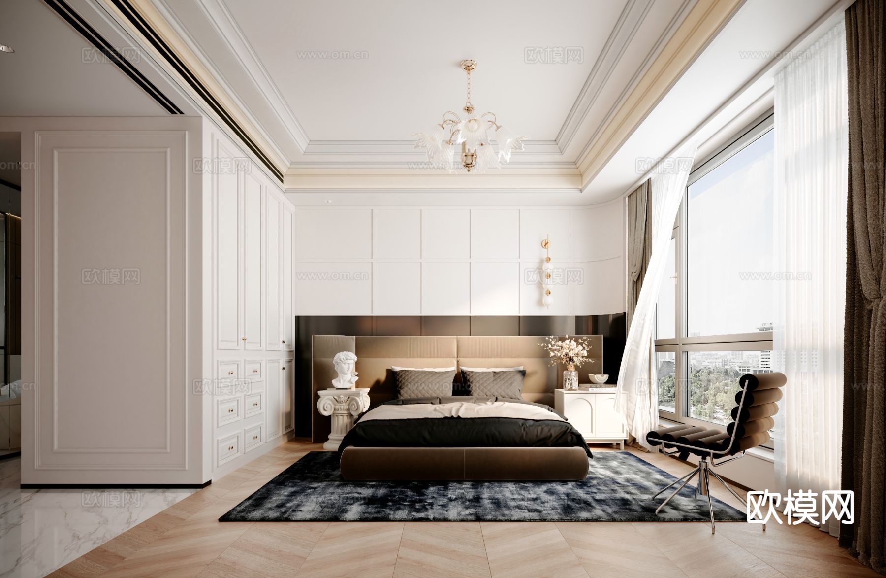 简欧卧室 主卧3d模型下载