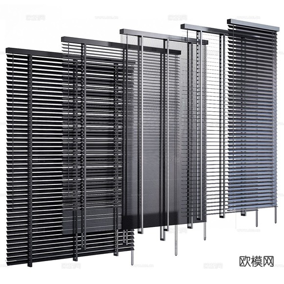 现代窗帘 百叶帘 遮光帘3d模型下载(渲染图1)