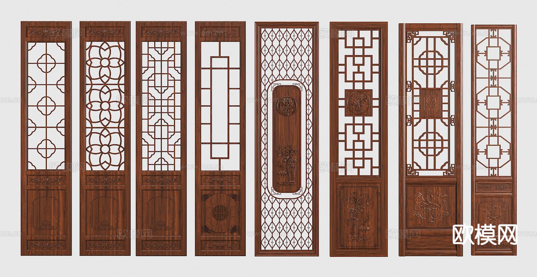 中式屏风隔断3d模型下载