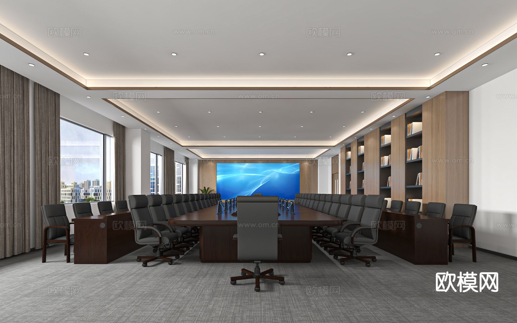 现代会议室3d模型下载