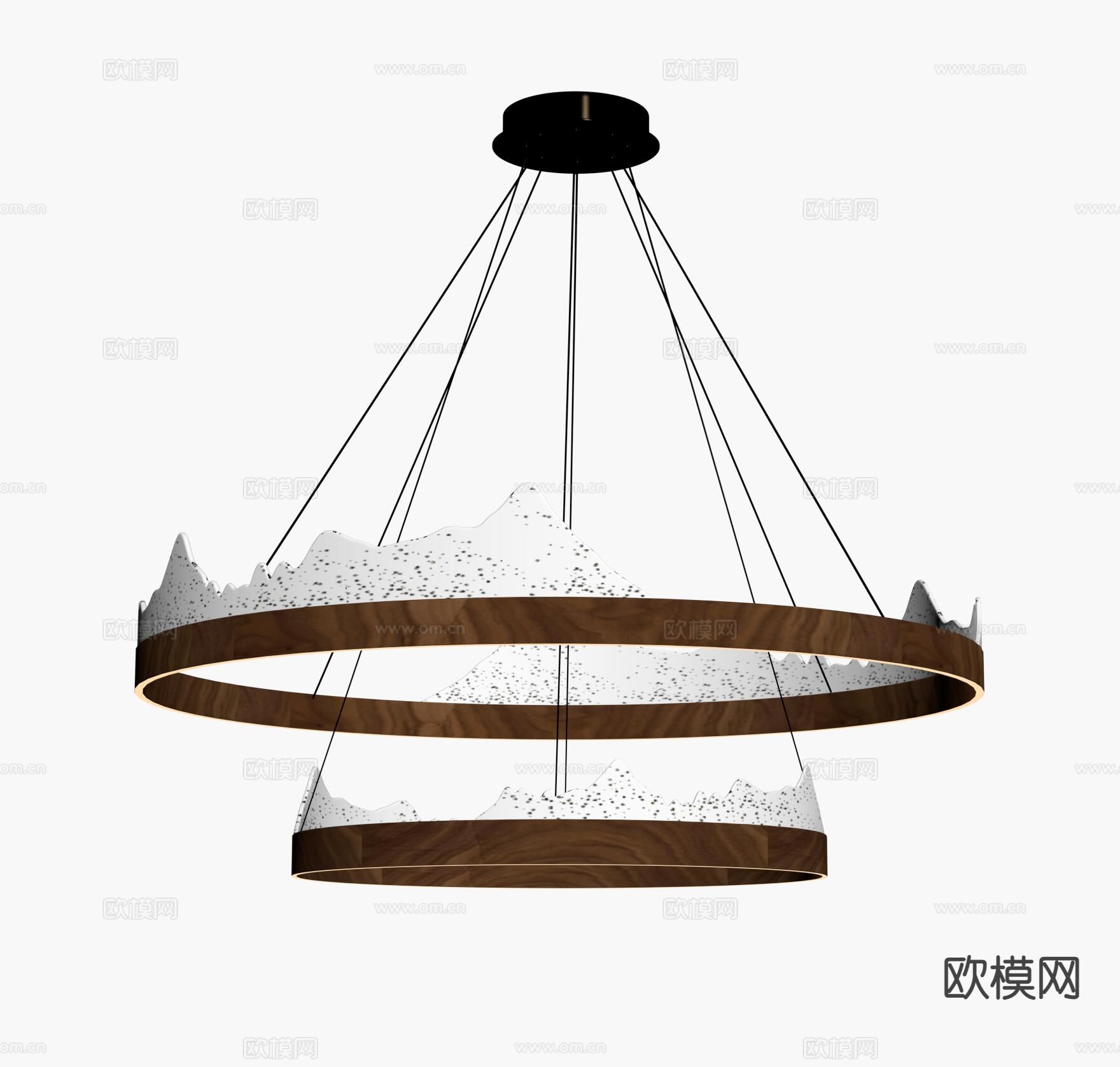 新中式吊灯su模型下载（渲染图1）