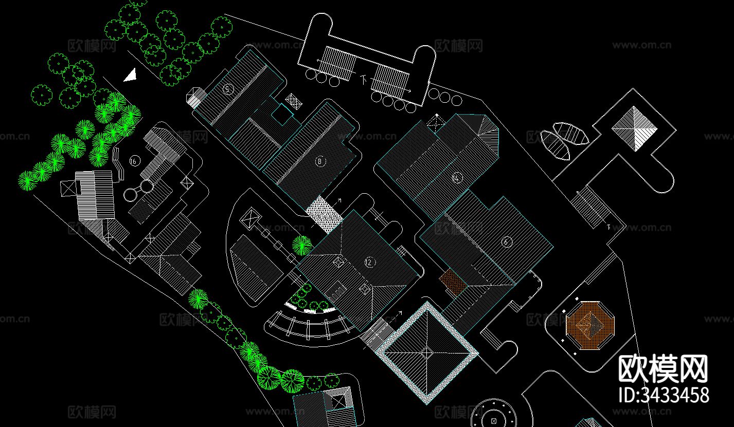 欧式别墅小镇CAD施工图下载（渲染图4）