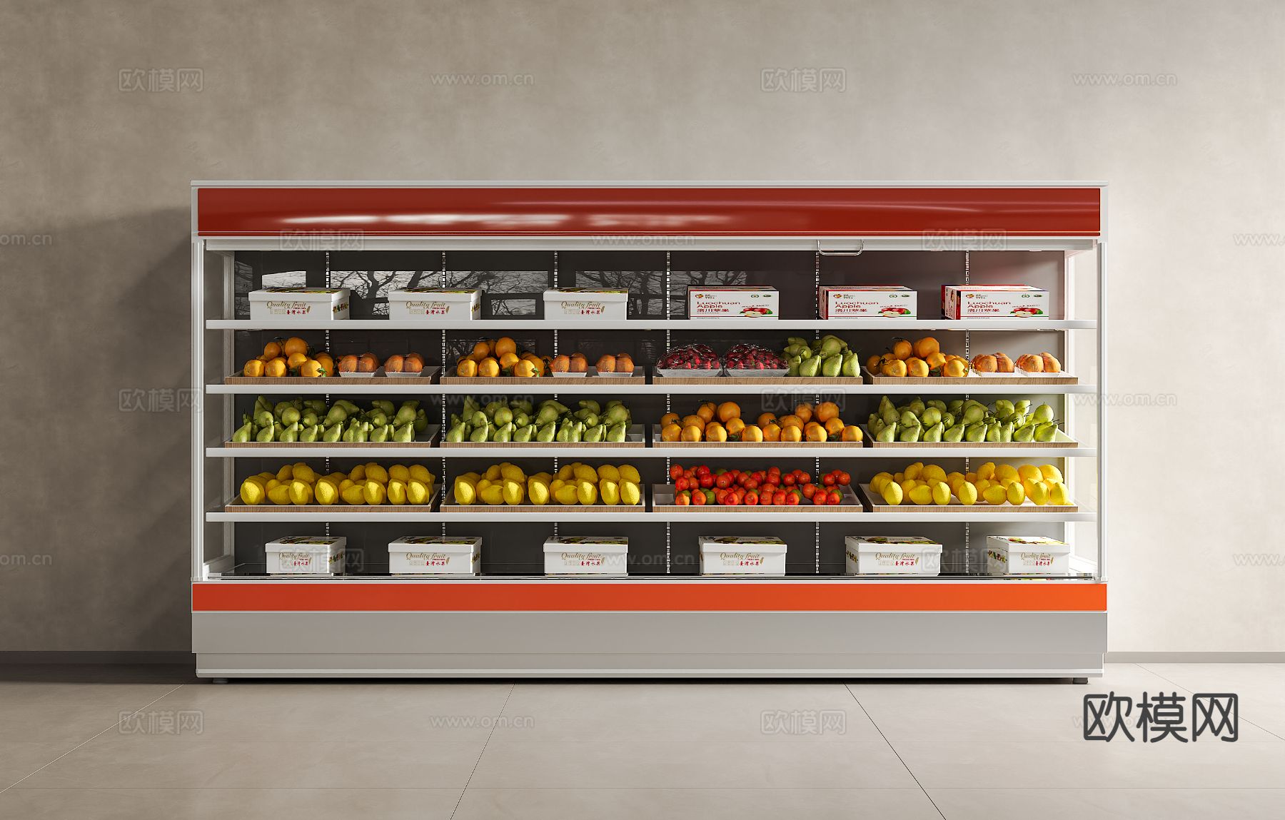 超市冷藏柜 保鲜柜su模型下载（渲染图2）