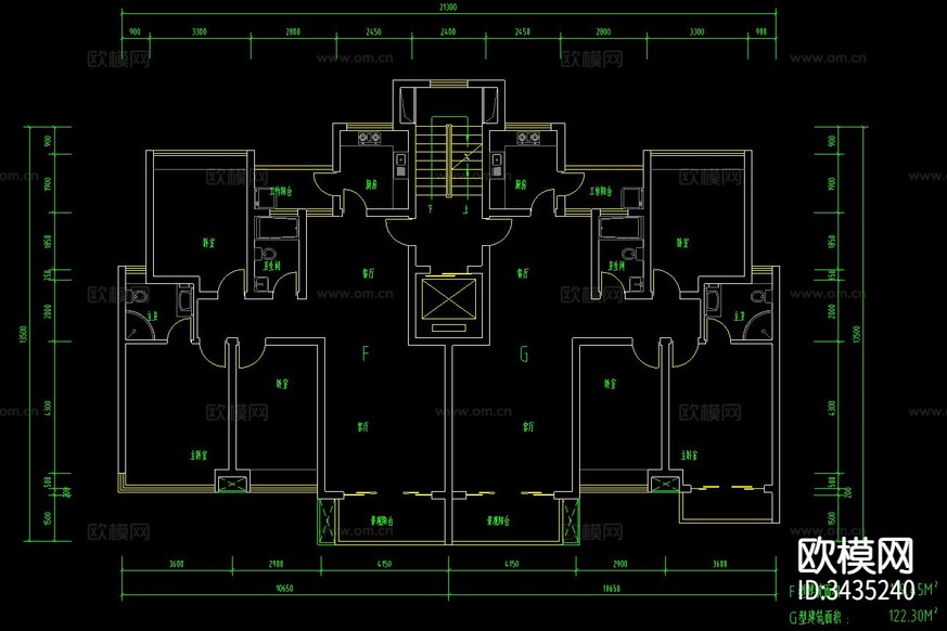 公寓建筑CAD施工圖下載(渲染圖1)