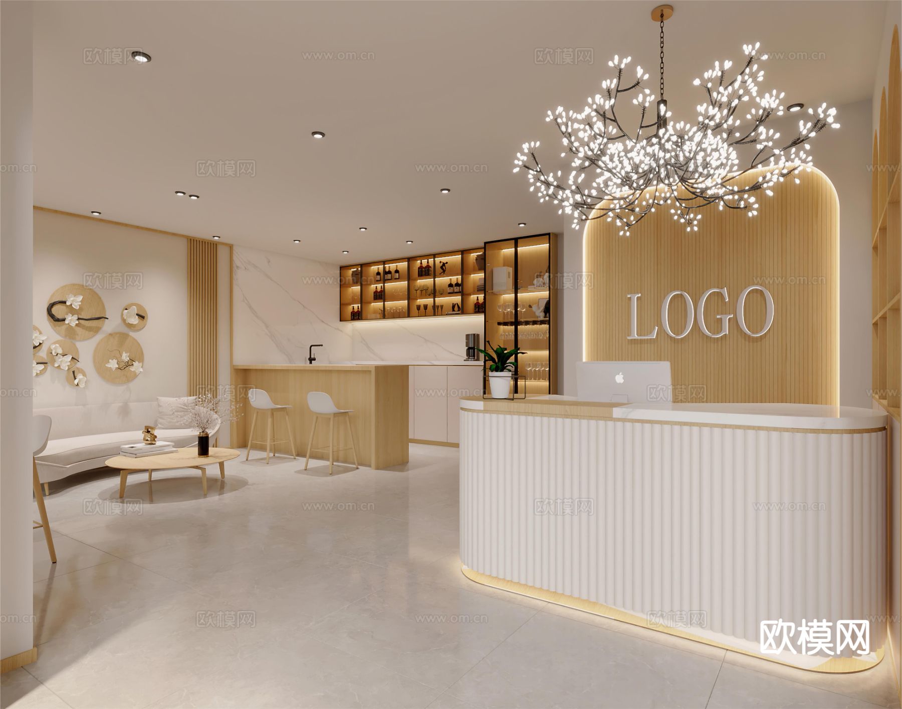 日式美容院大厅 SPA美容3d模型下载（渲染图1）