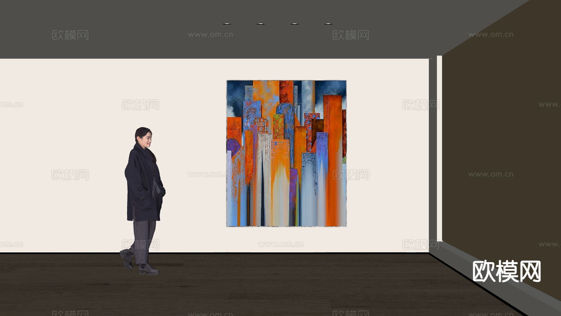 现代装饰画 挂画su模型下载（渲染图1）