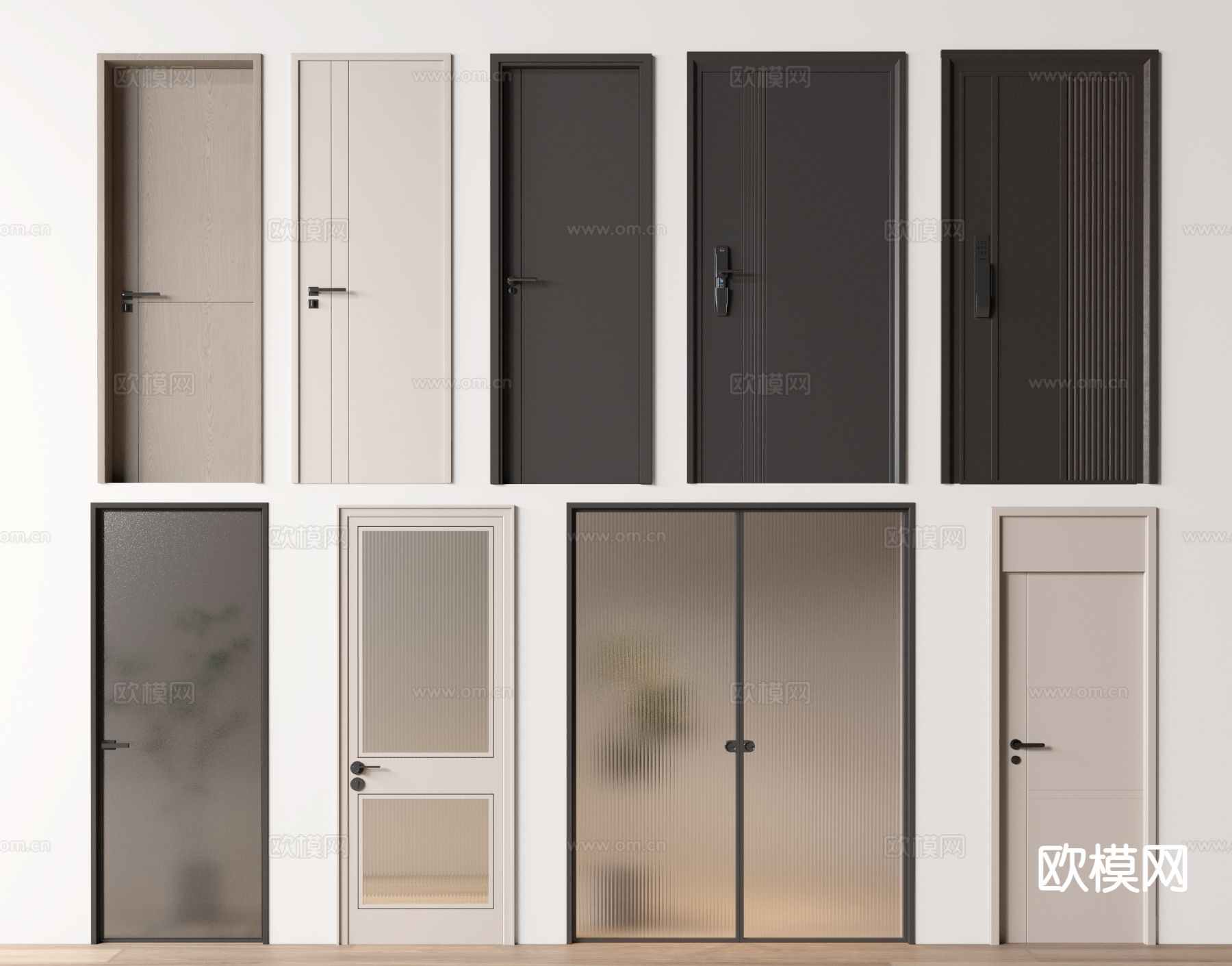 现代入户门 防盗门3d模型下载