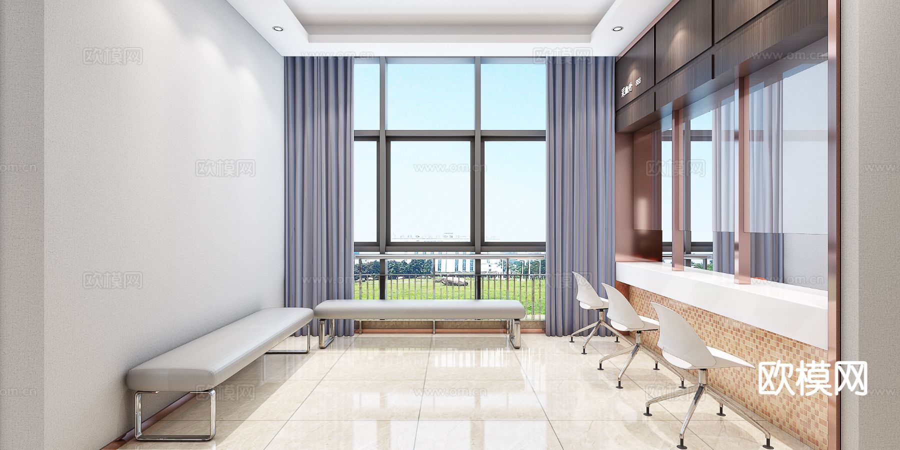 现代医院 体检中心3d模型下载（渲染图1）