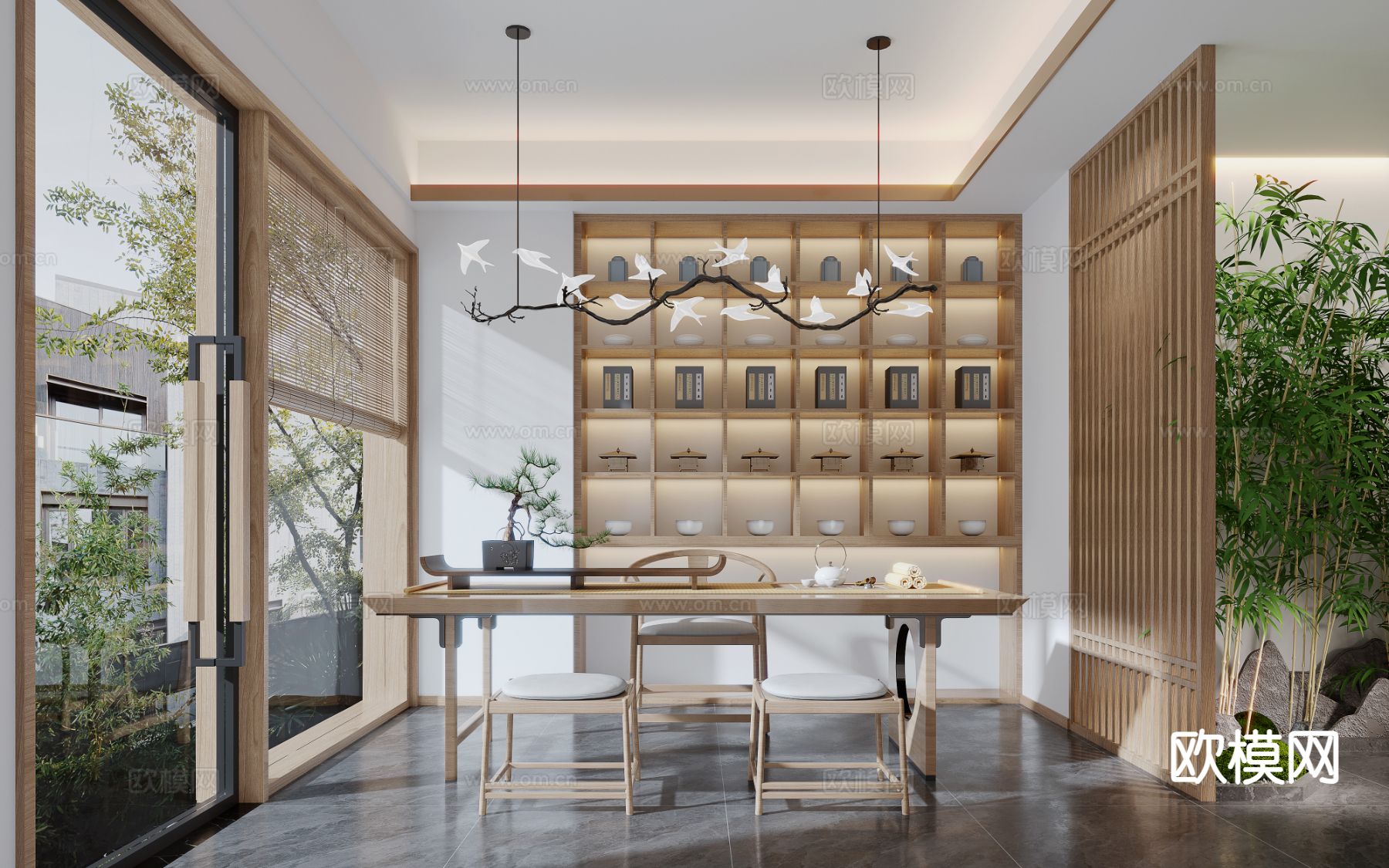 新中式茶馆 茶楼3d模型下载（渲染图1）