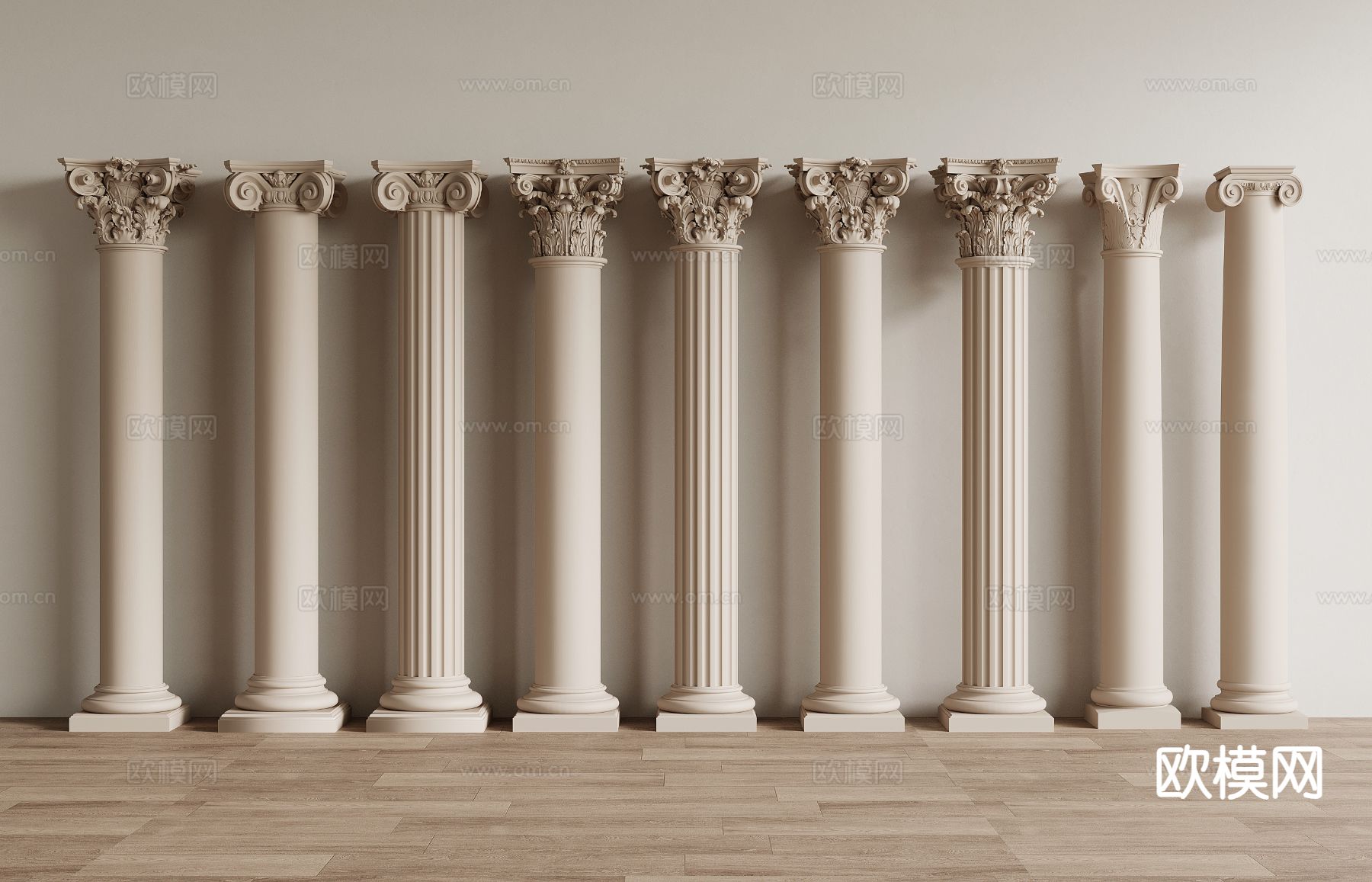 法式罗马柱 圆柱su模型下载（渲染图2）