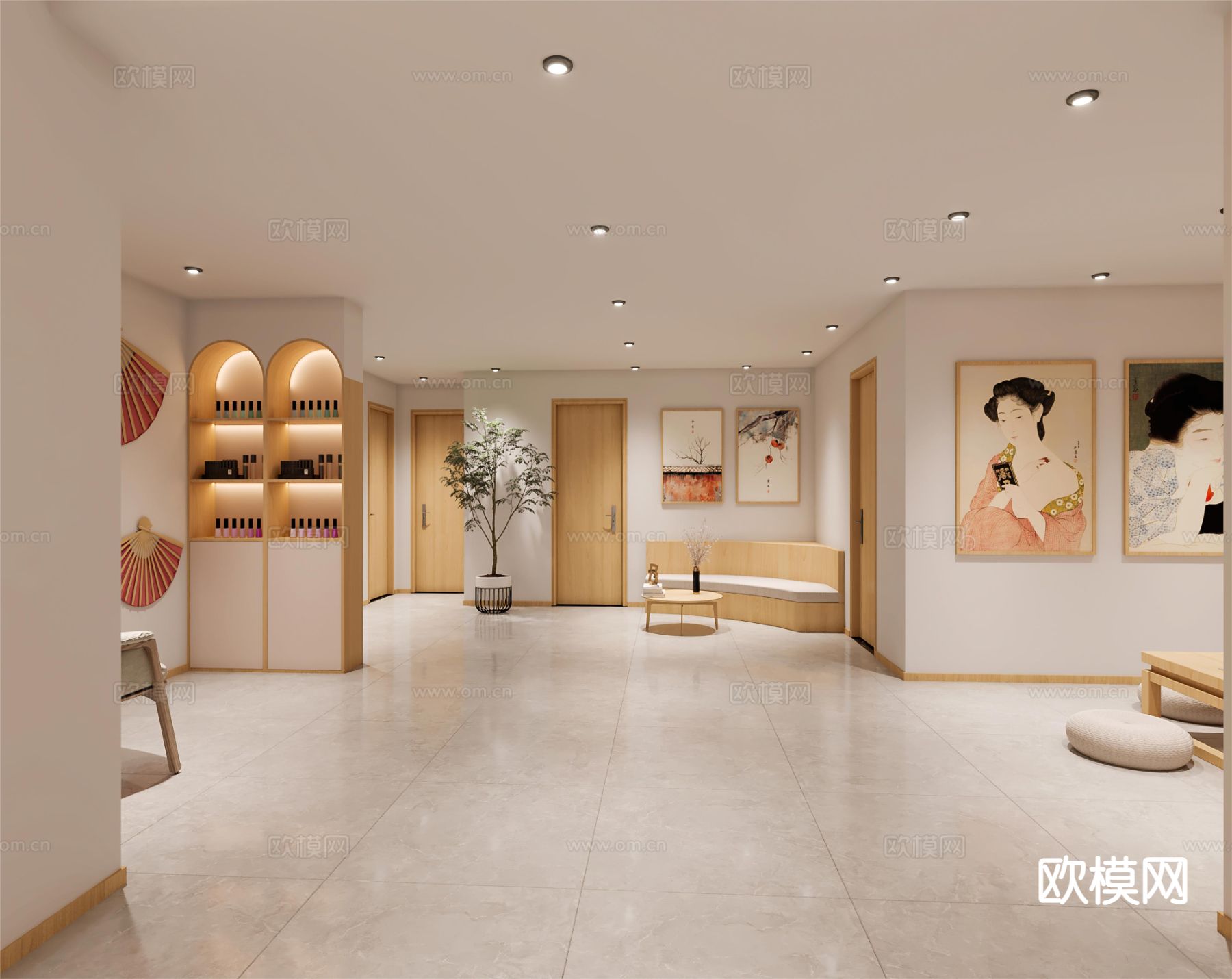 日式美容院大厅 SPA美容3d模型下载（渲染图2）