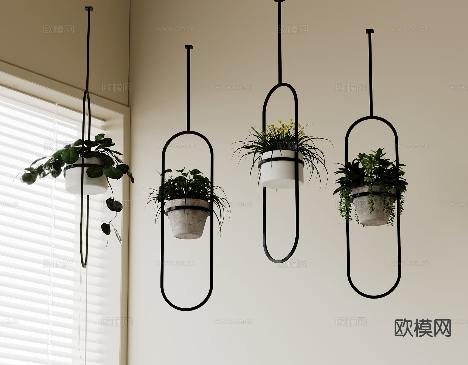 悬挂绿植 吊篮 盆栽3d模型下载