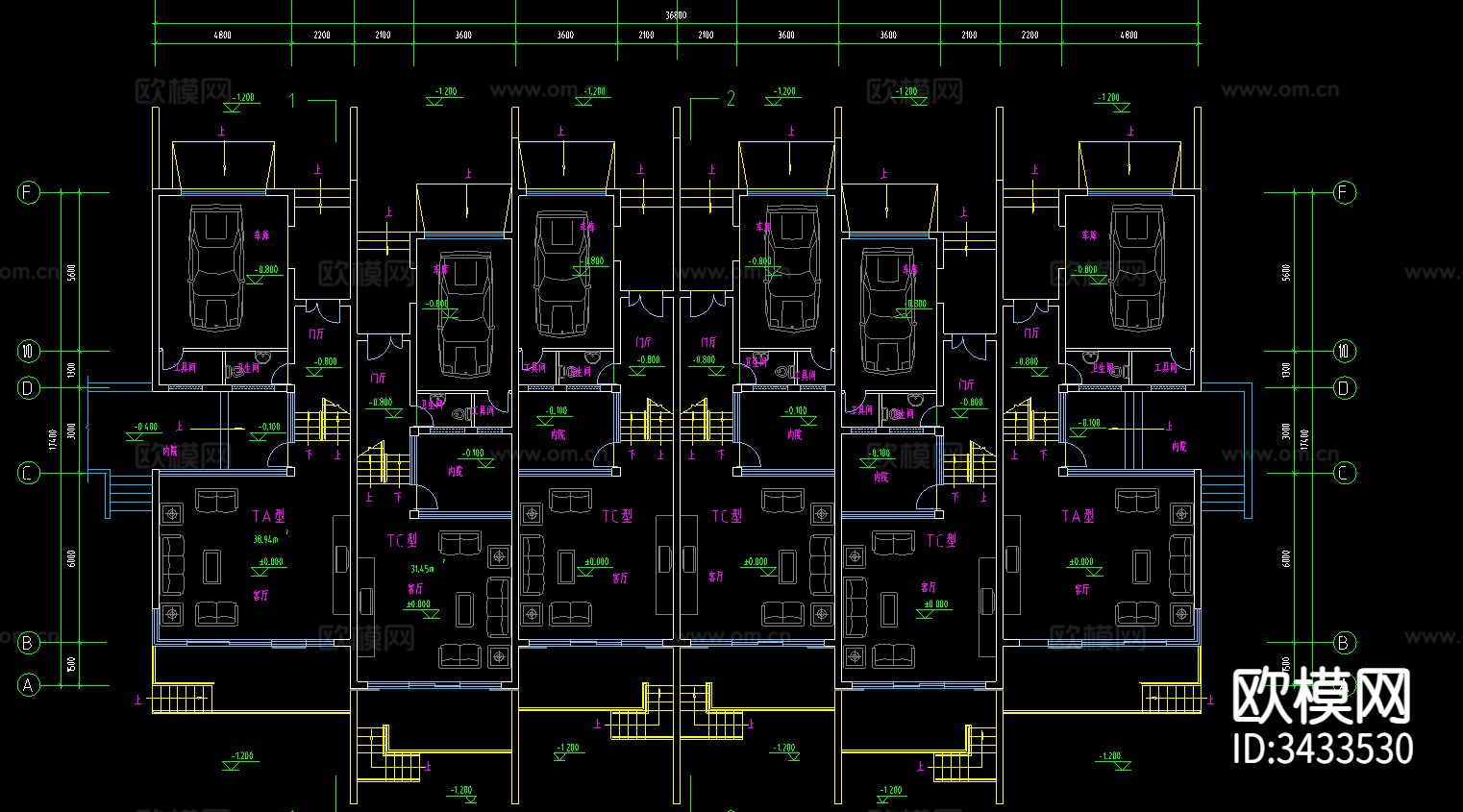 小区住宅规划图CAD平面图下载（渲染图1）