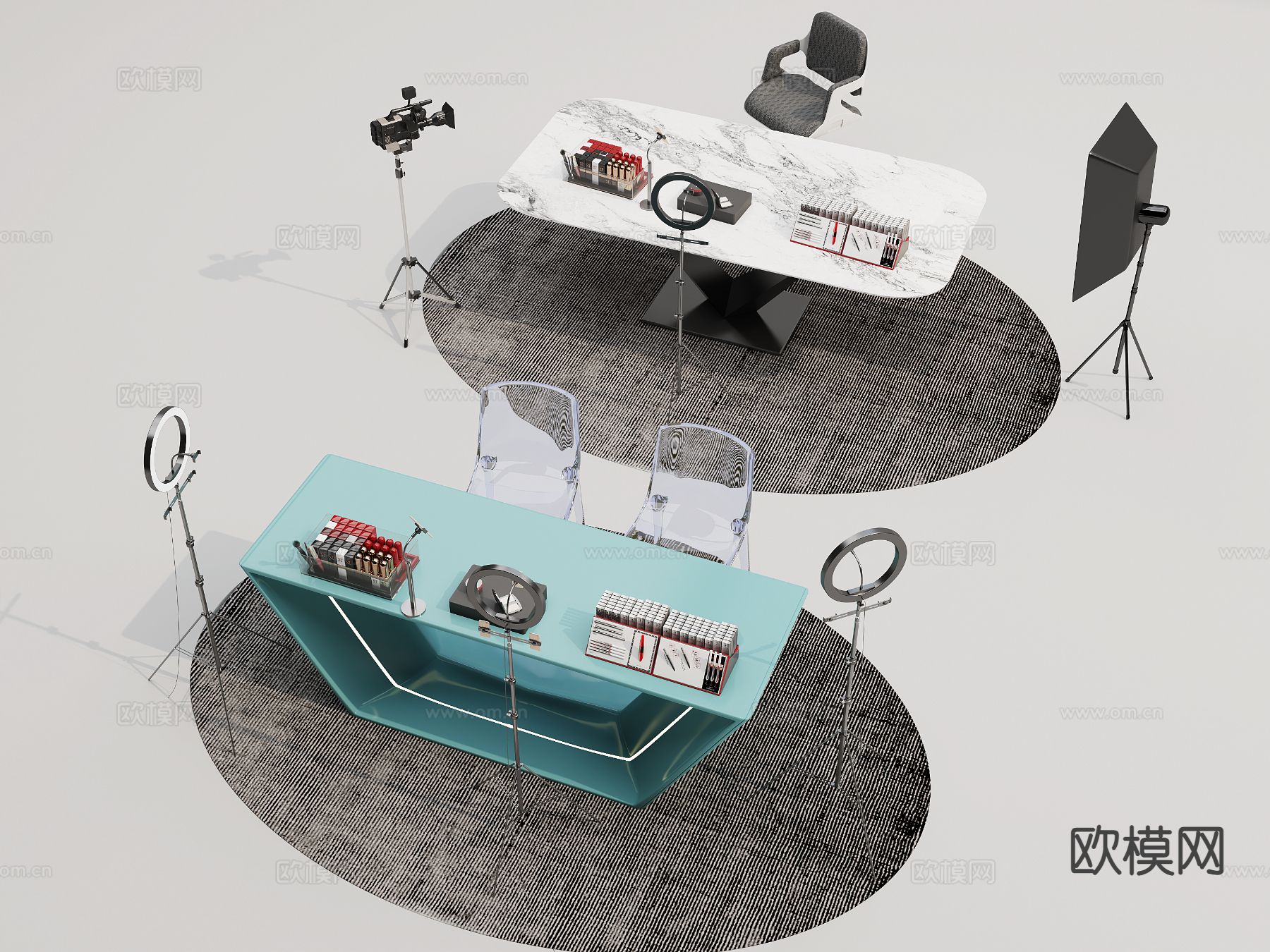 直播工作台 操作台3d模型下载