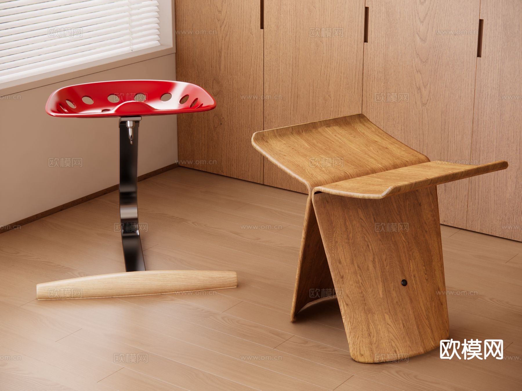 现代凳子su模型下载（渲染图2）