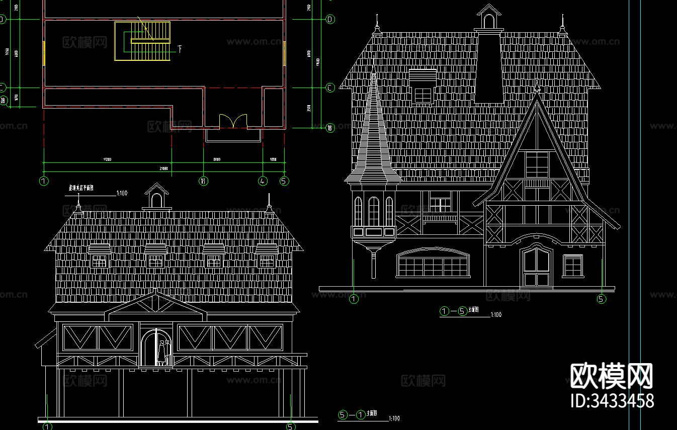 欧式别墅小镇CAD施工图下载（渲染图1）