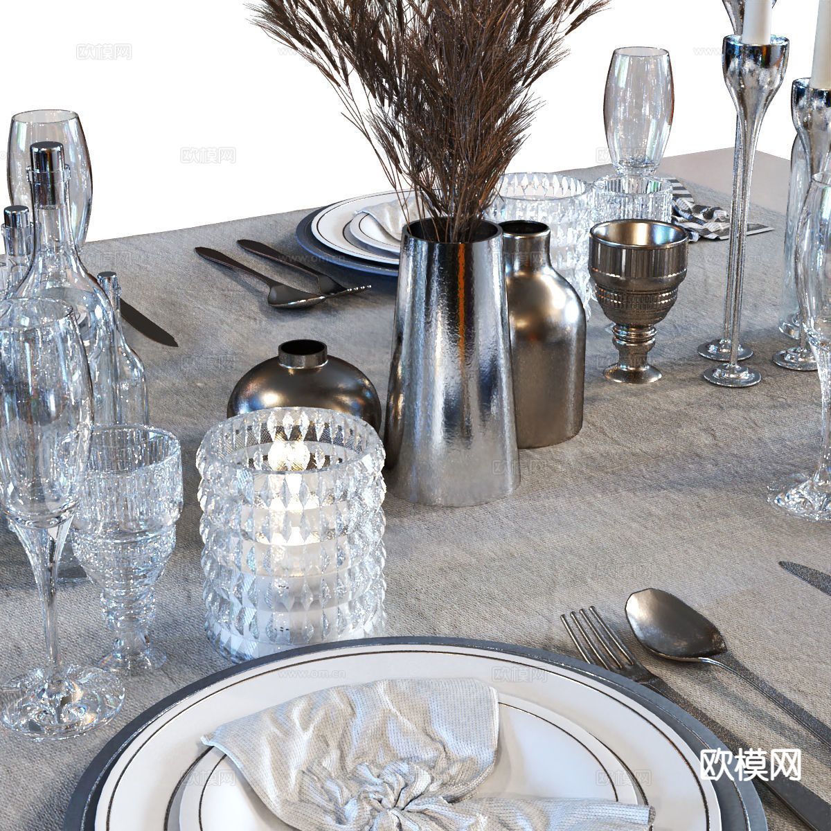 现代餐具 水杯3d模型下载