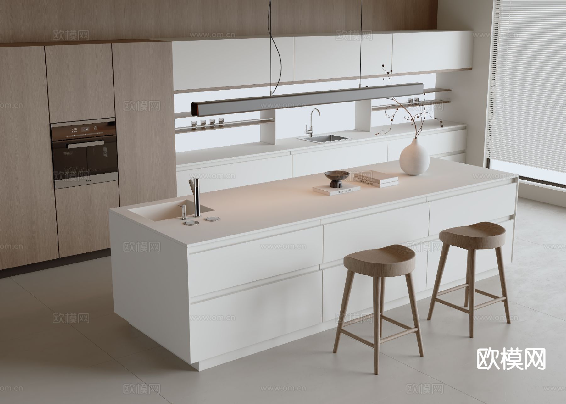 现代中岛台 吧台3d模型下载