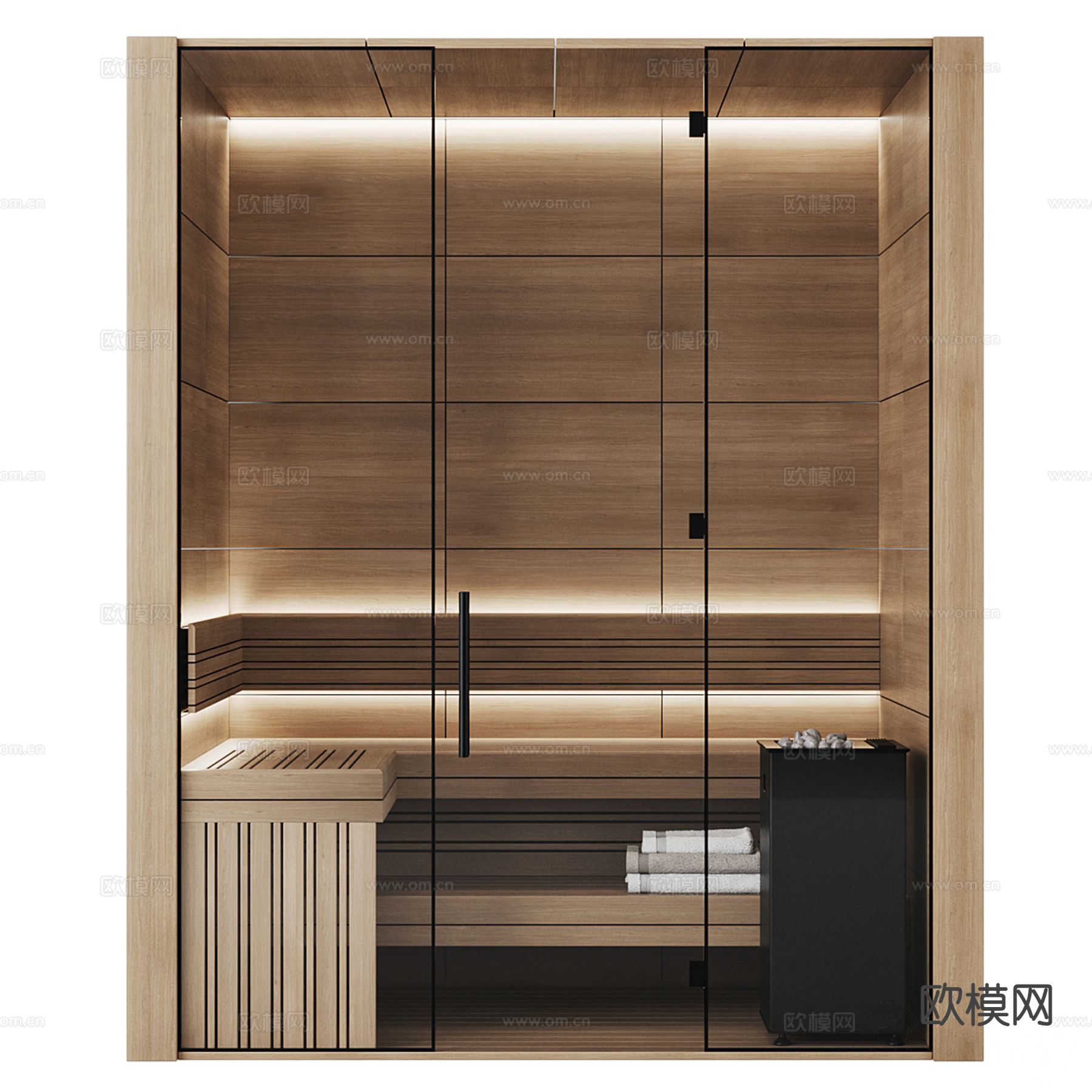 现代汗蒸房 桑拿房3d模型下载（渲染图2）