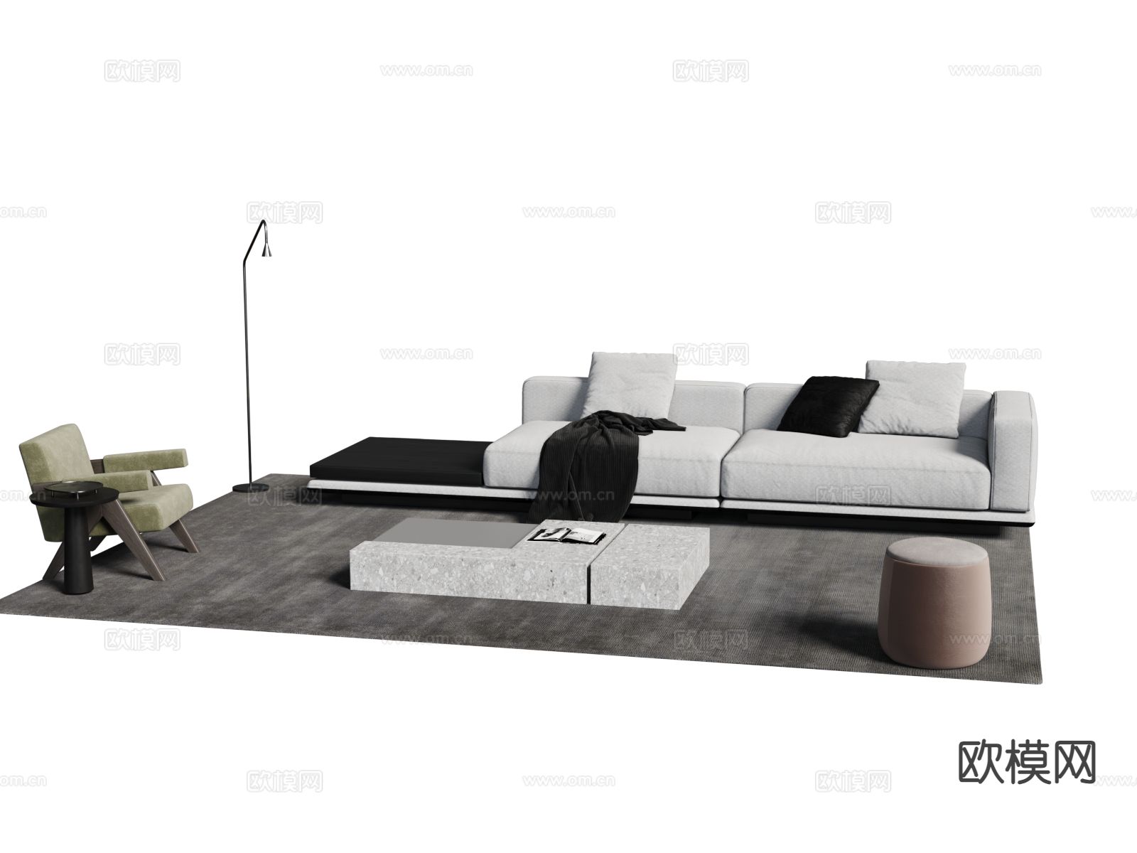 现代组合沙发3d模型下载