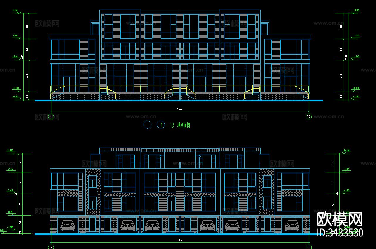 小区住宅规划图CAD平面图下载（渲染图2）