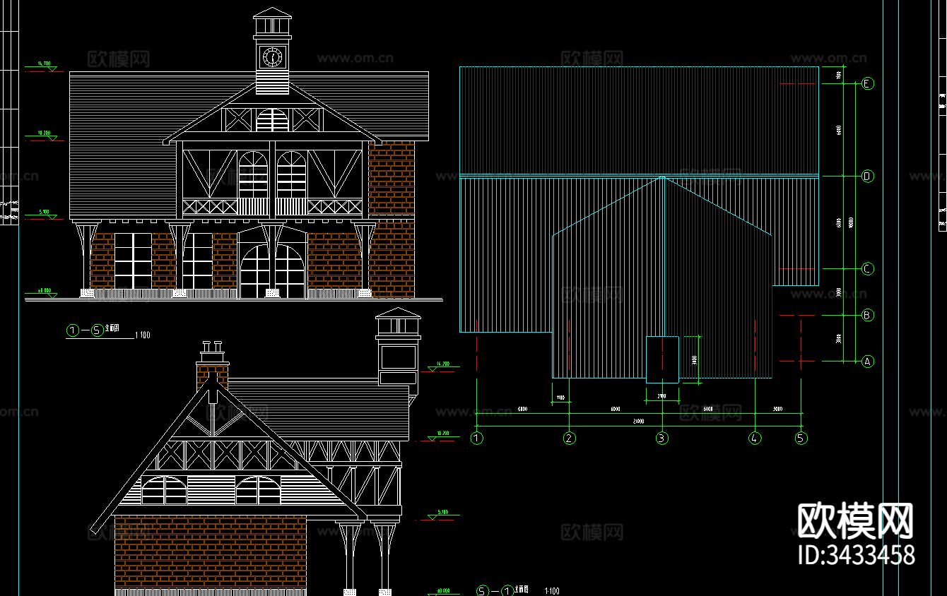 欧式别墅小镇CAD施工图下载（渲染图3）