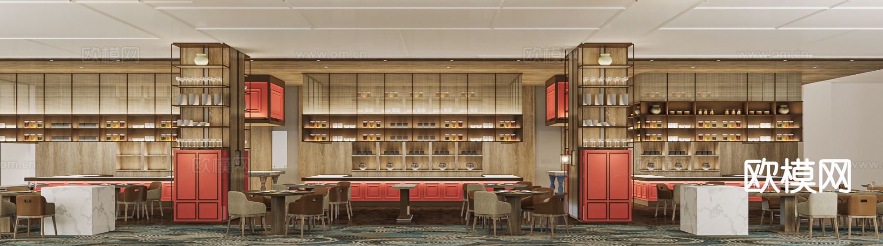 自助餐厅 全日制餐厅3d模型下载（渲染图3）