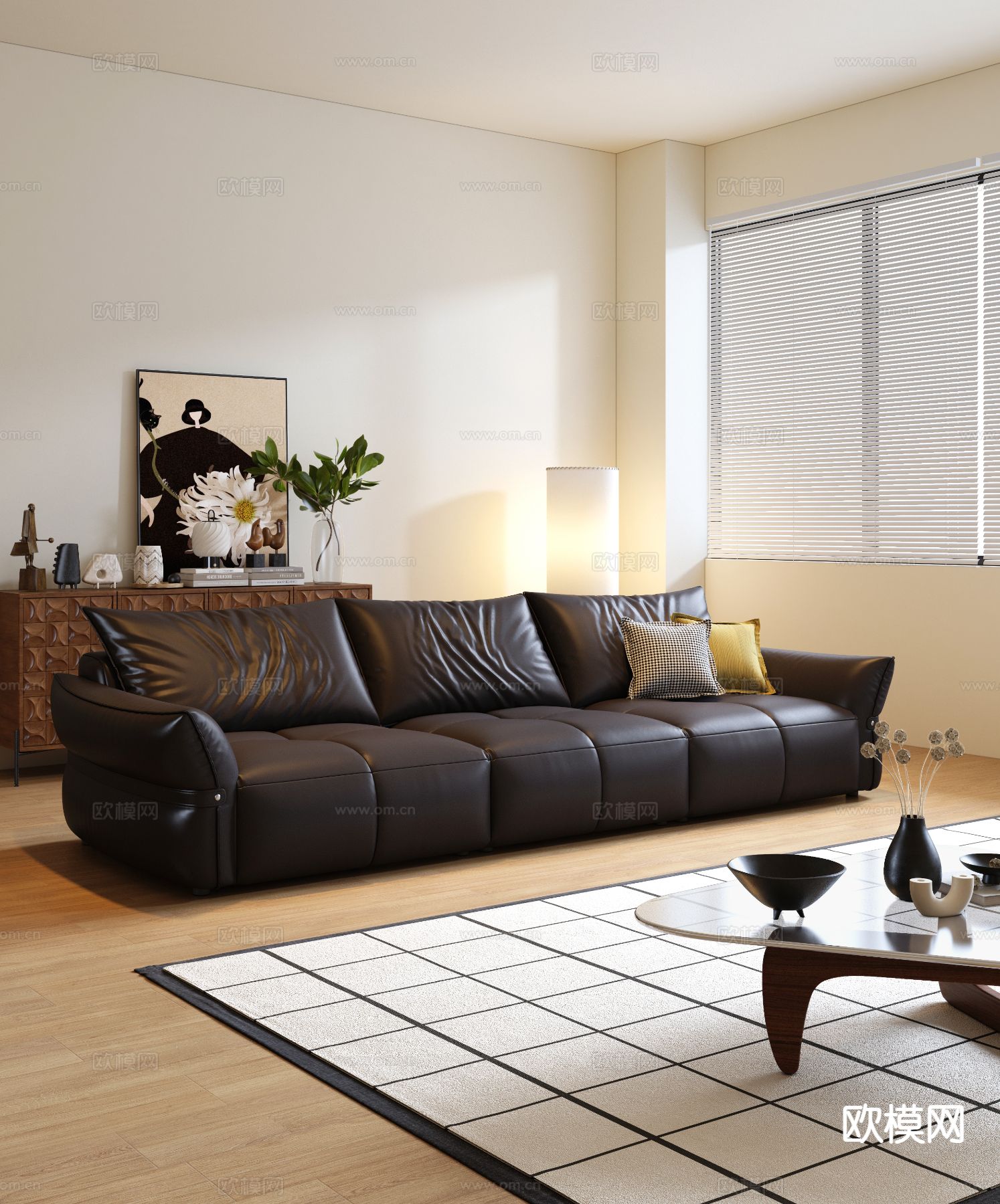 现代三人沙发3d模型下载