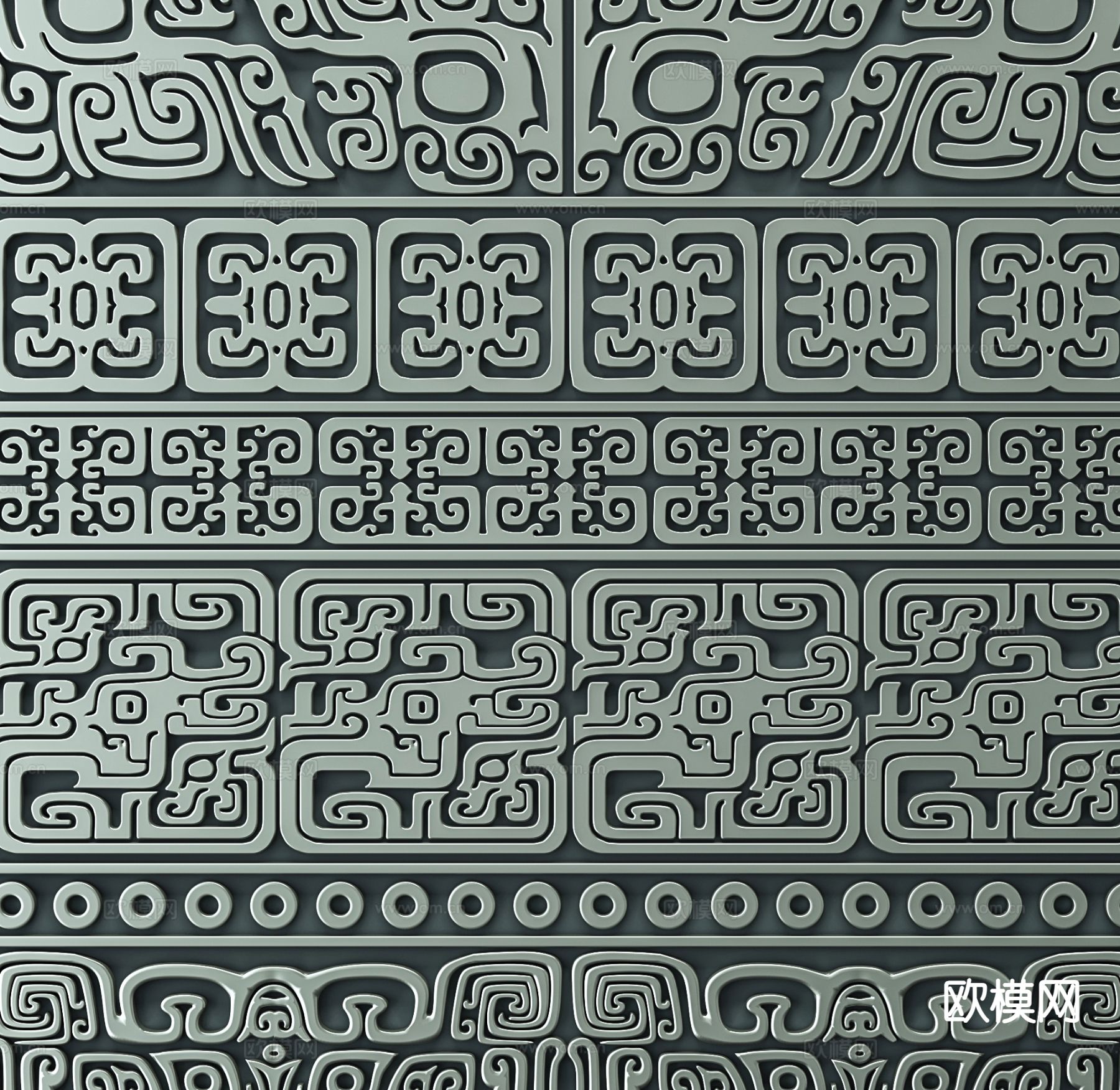中式雕花 饕餮纹 花纹su模型下载（渲染图3）
