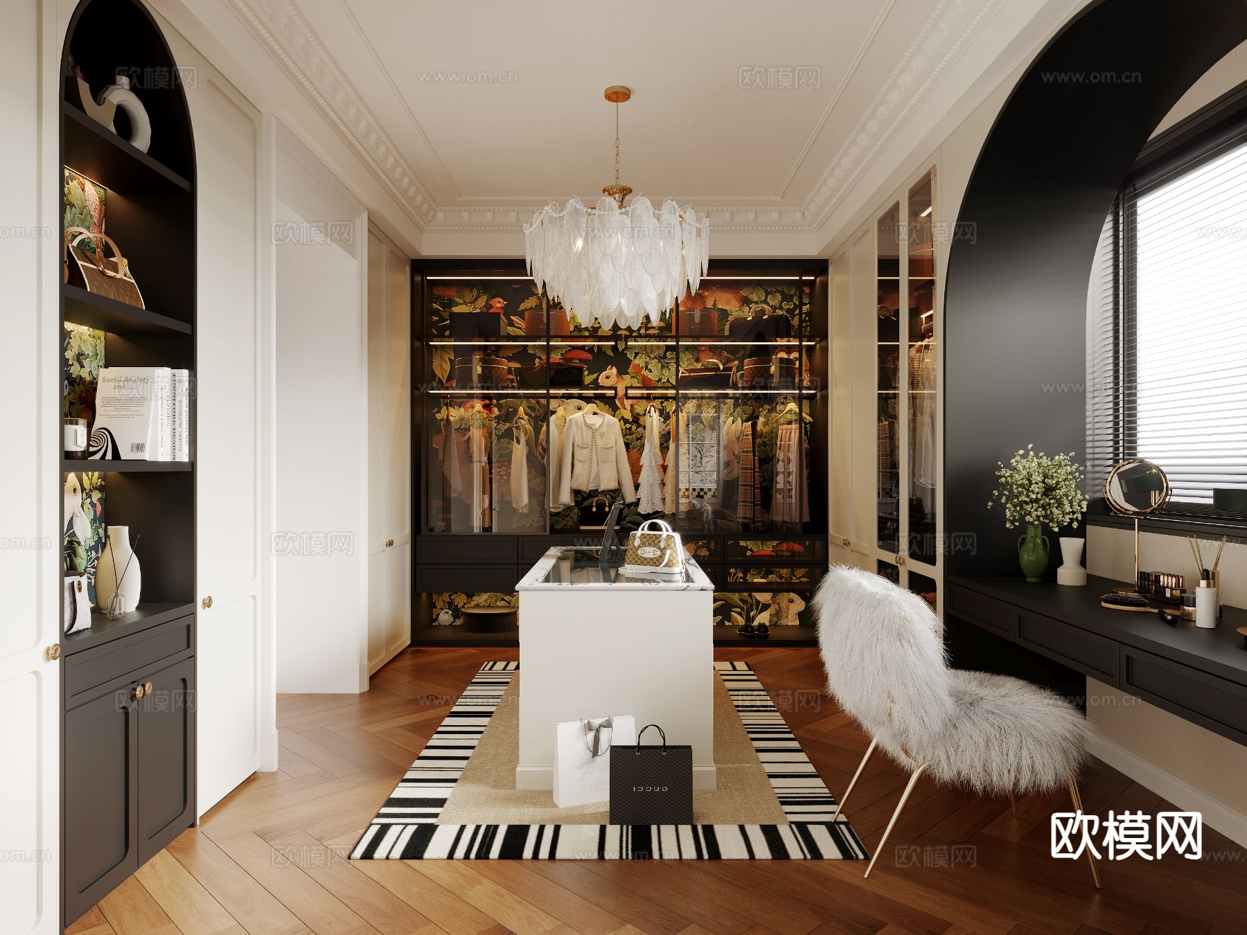 法式衣帽间3d模型下载（渲染图1）