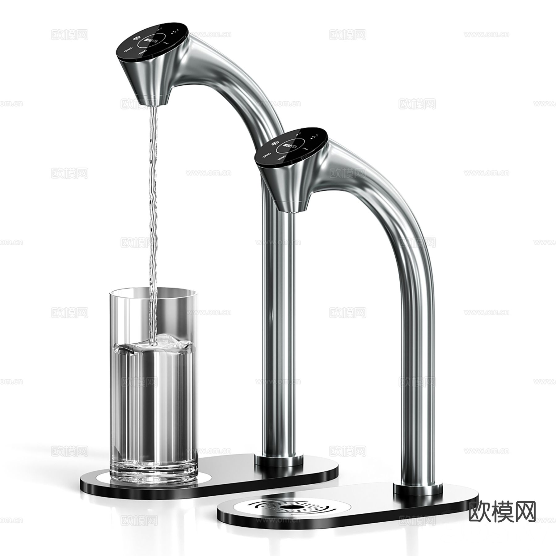 现代不锈钢净水器 水龙头3d模型下载（渲染图2）